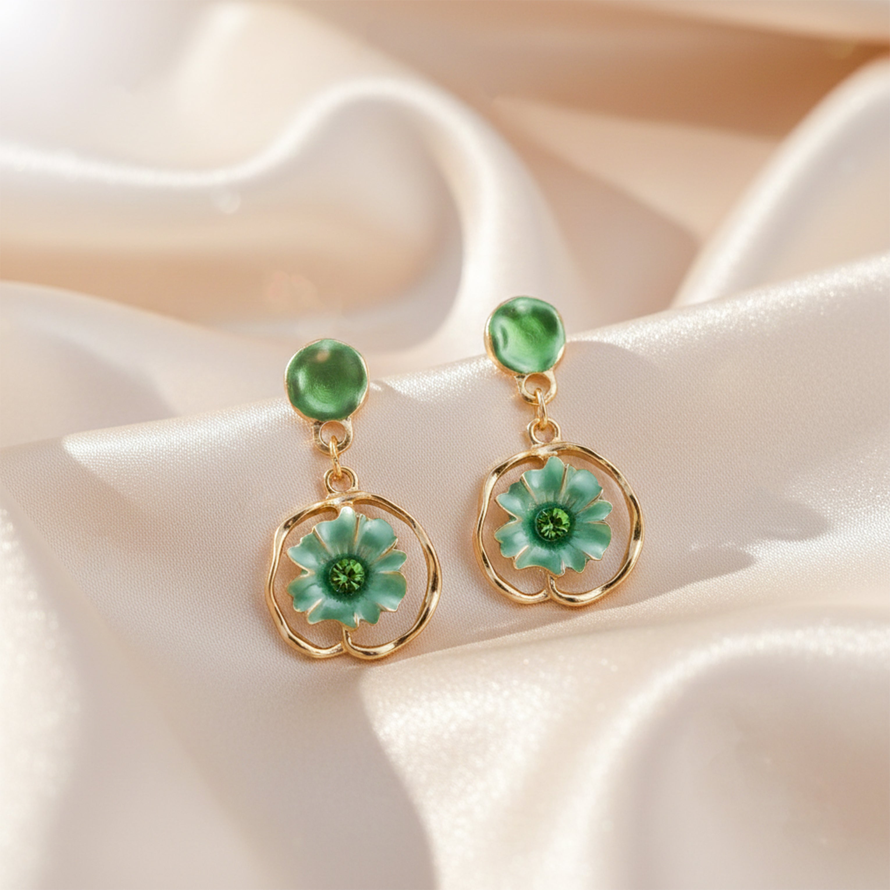 Emerald Bloom Drop Earrings GWE -191