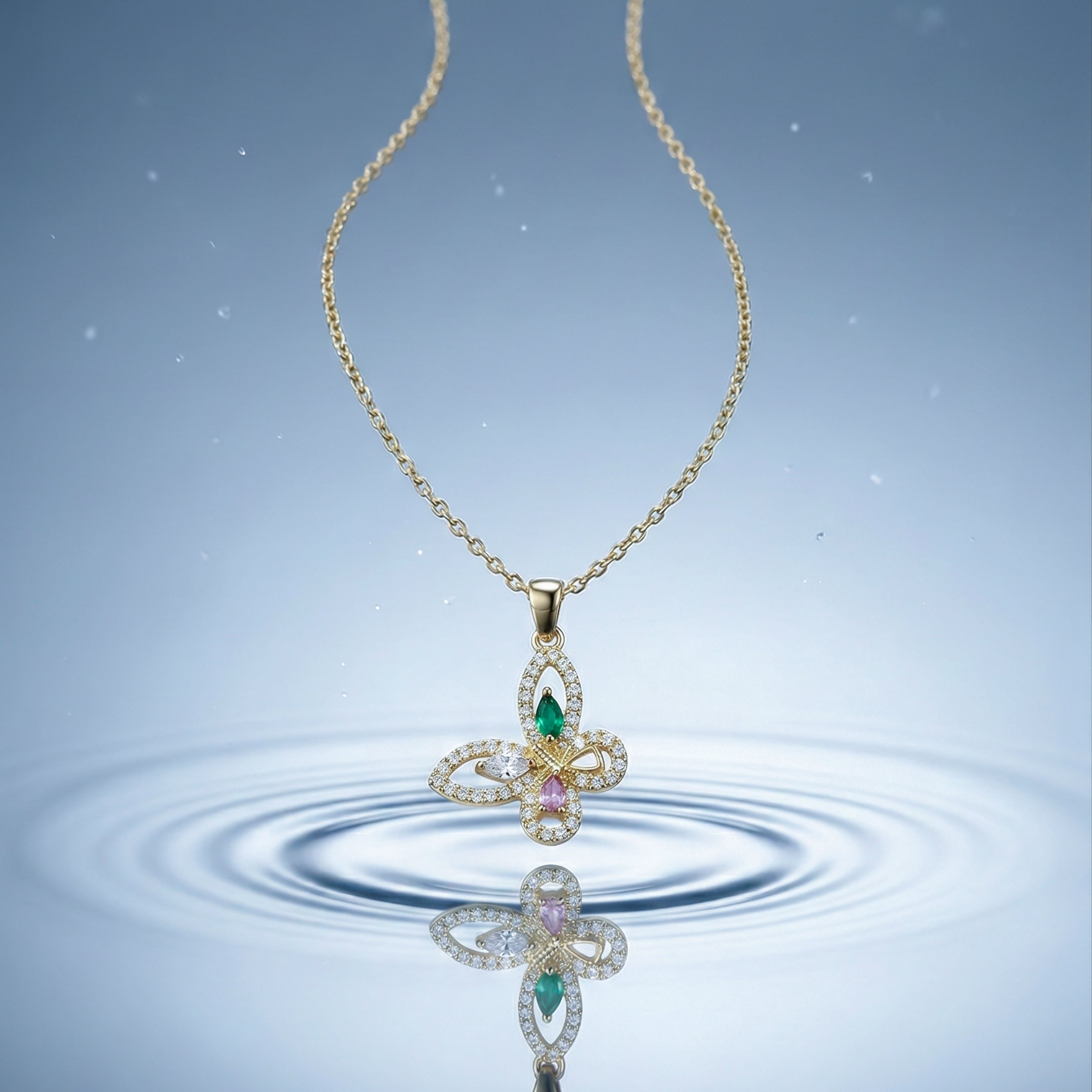 Butterfly Sparkle Pendant Necklace GWN -137