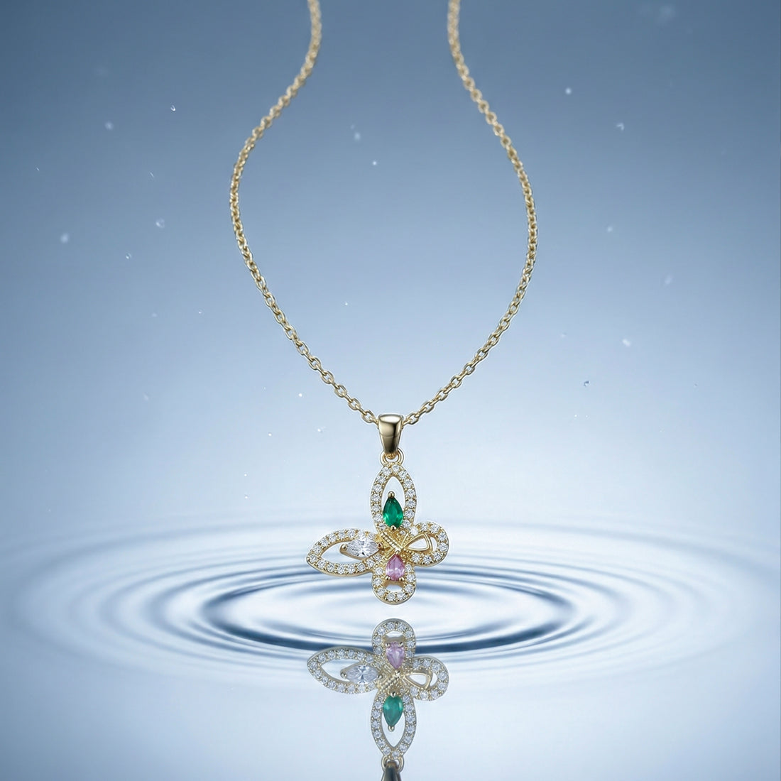 Butterfly Sparkle Pendant Necklace GWN -137
