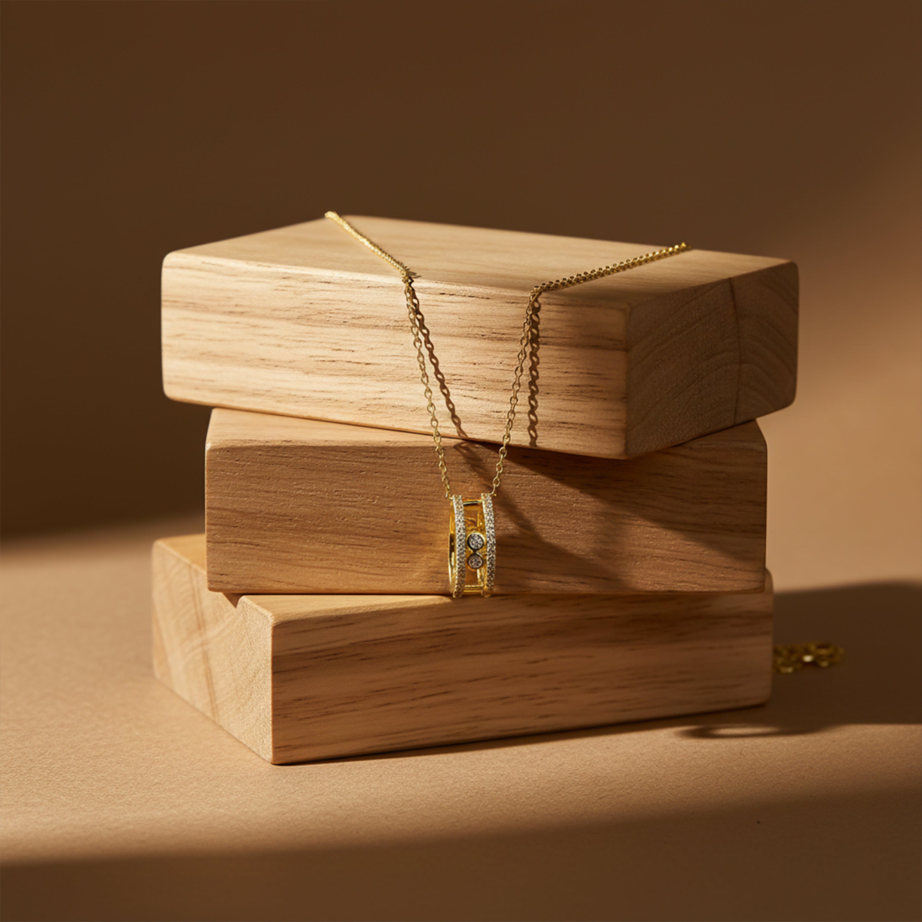 Gold Triple Stone Charm Necklace GWN -47