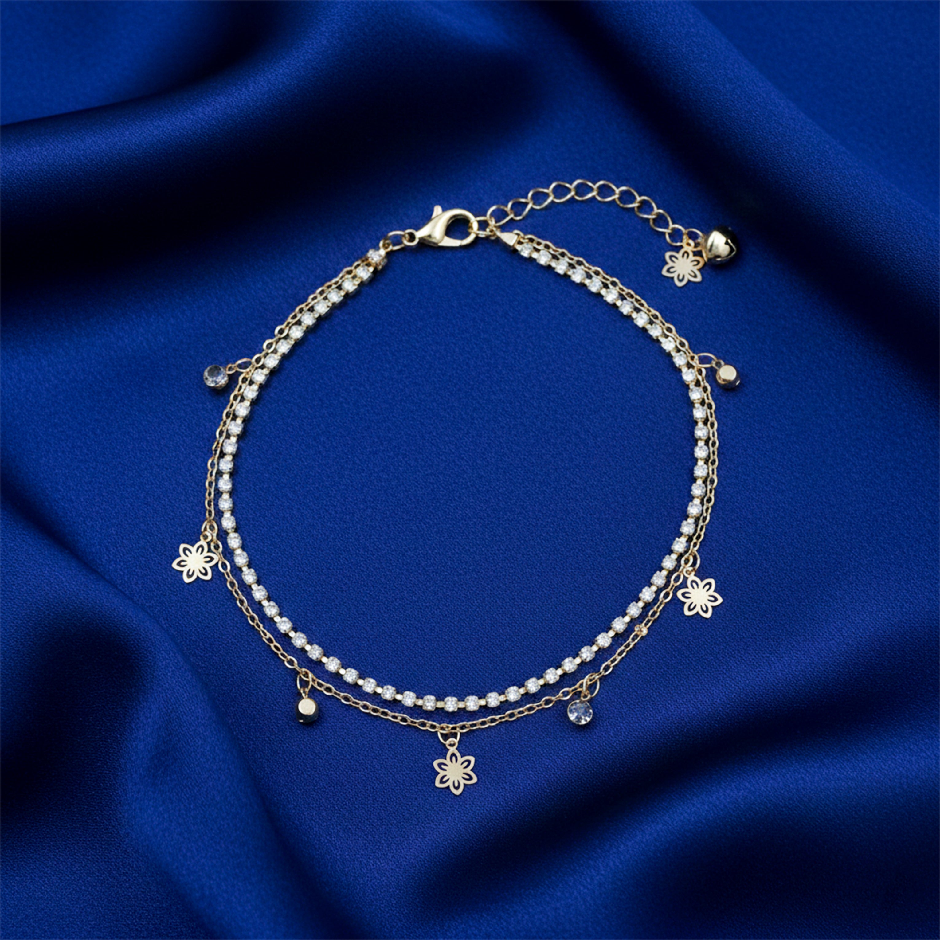 Golden Blossom Sparkle Anklet GWA -39