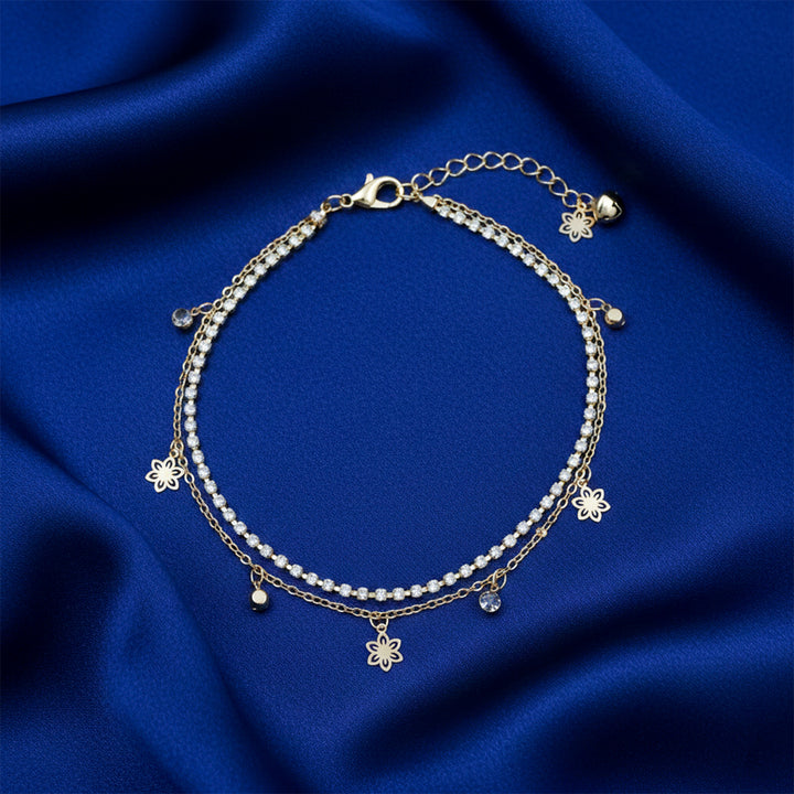 Golden Blossom Sparkle Anklet GWA -39