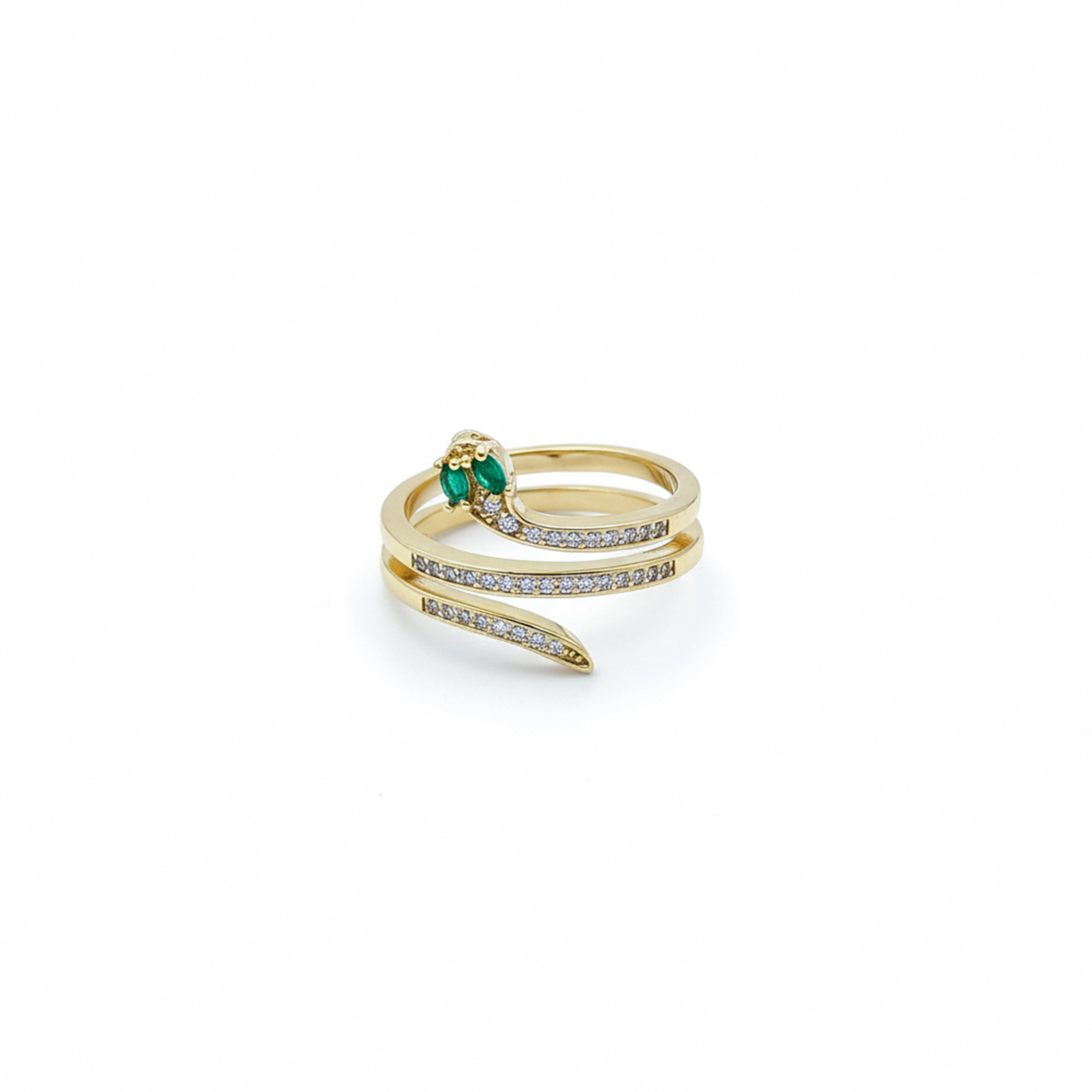 Golden Emerald Serpent Wrap Ring GWR -59