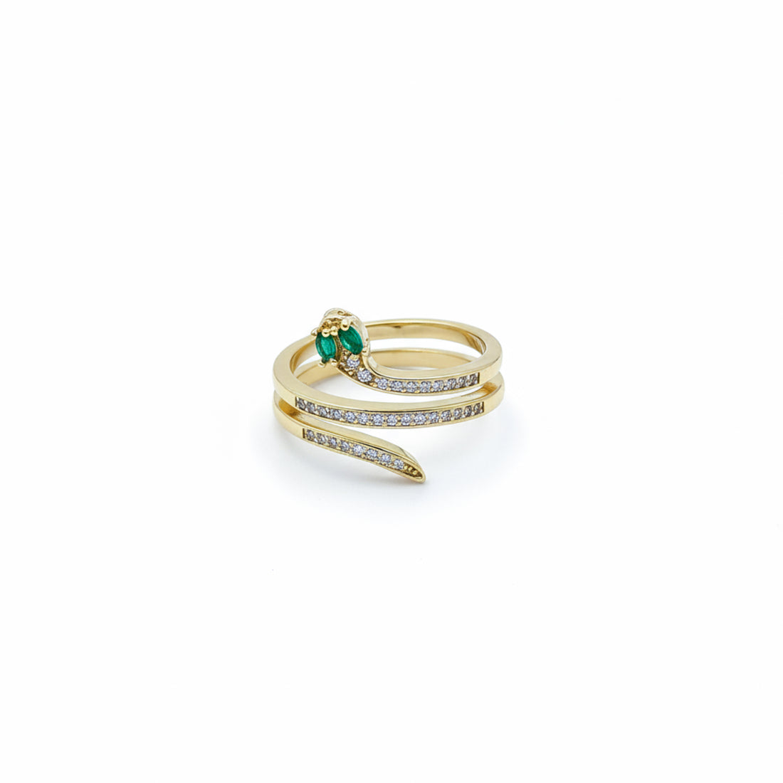 Golden Emerald Serpent Wrap Ring GWR -59