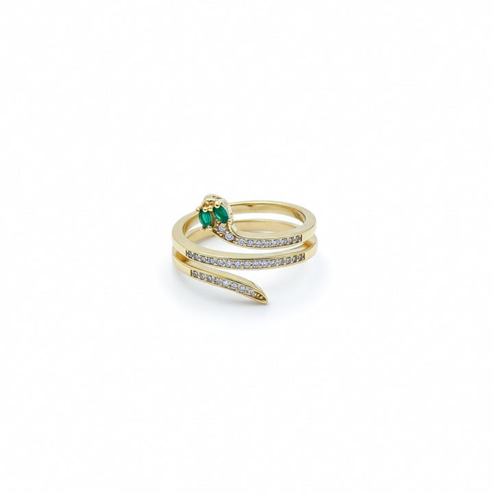 Golden Emerald Serpent Wrap Ring GWR -59