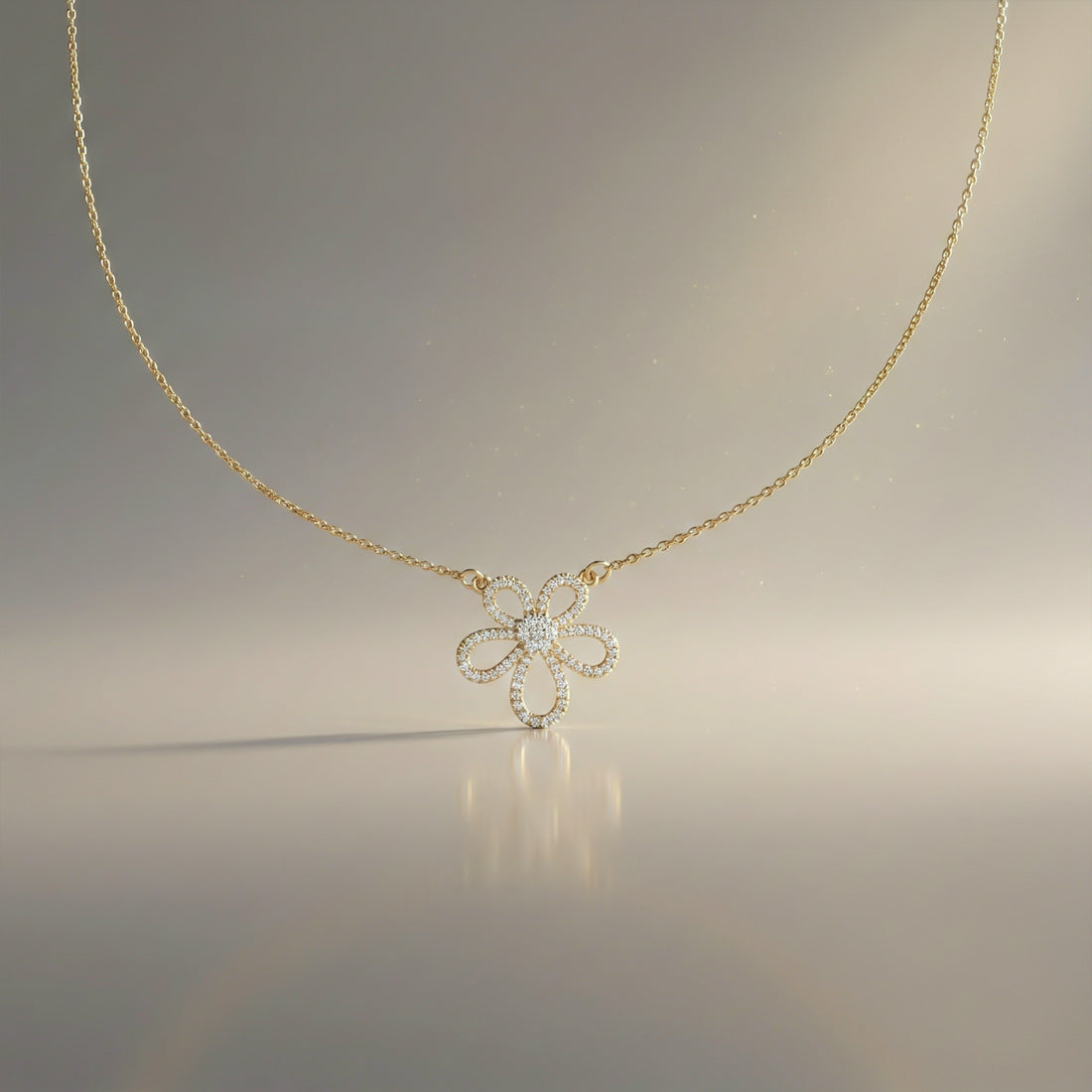 Diamond Daisy Flower Necklace GWN -103