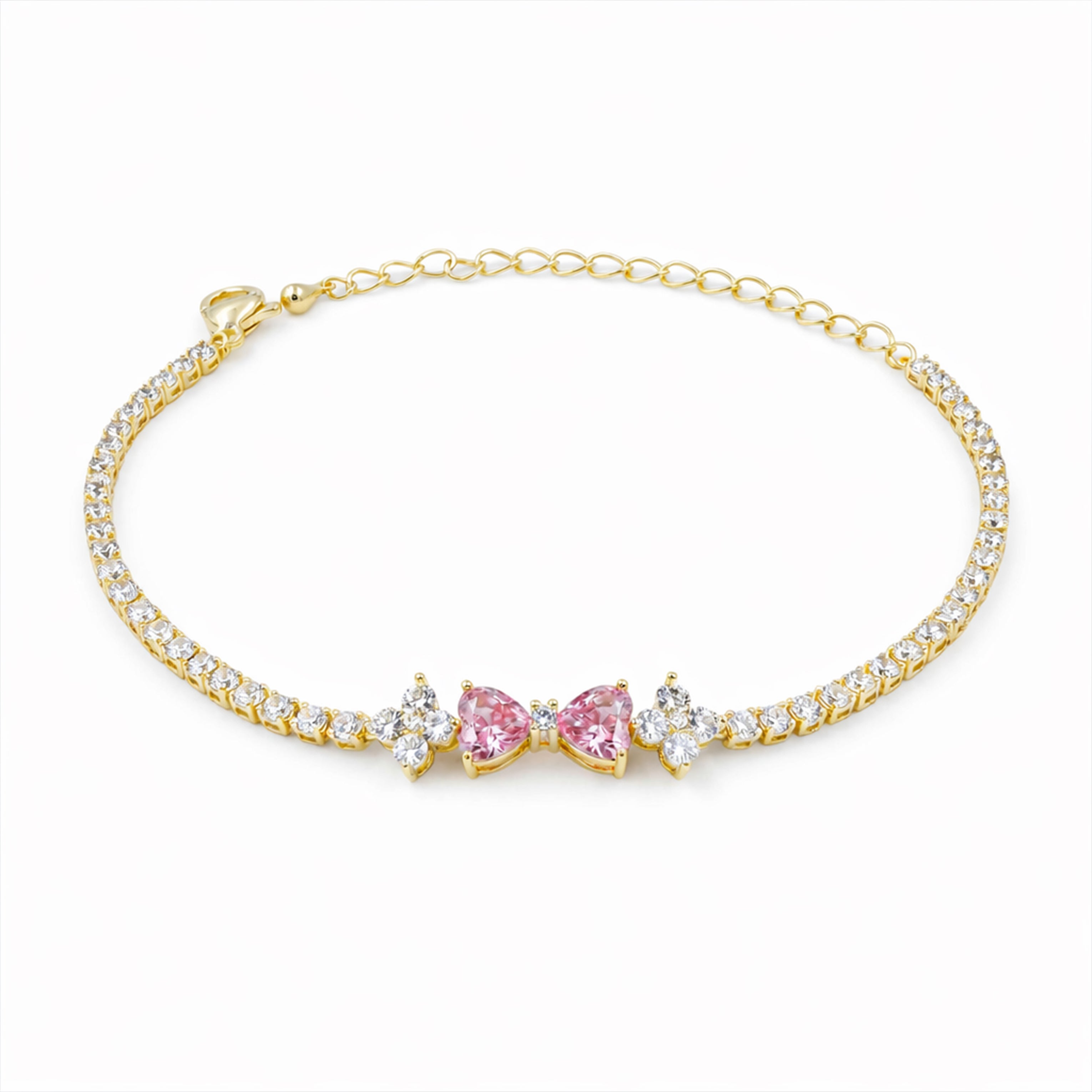 Golden Blush Bow Crystal Bracelet GWB -95