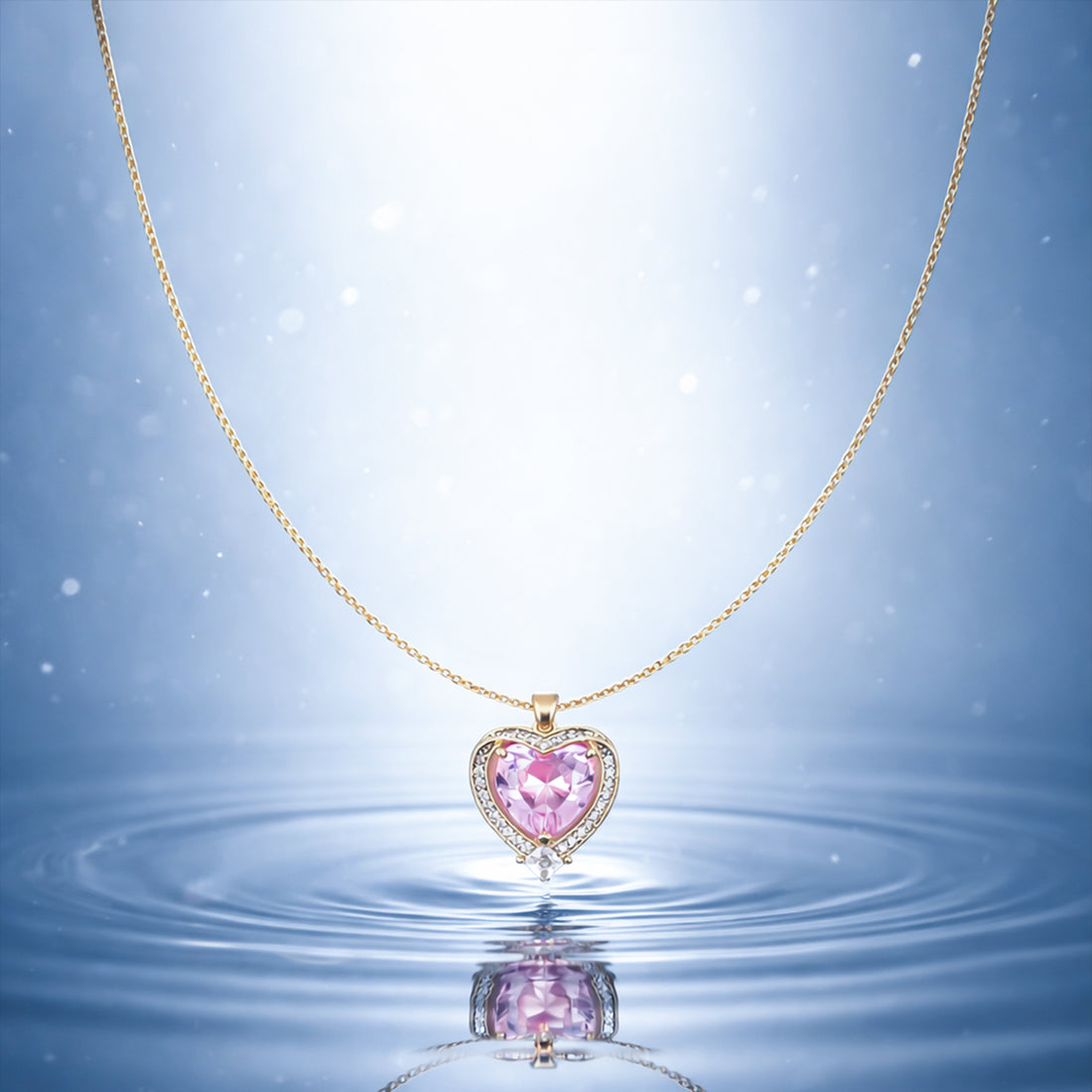 Pink Heart Halo Pendant Necklace GWN -141