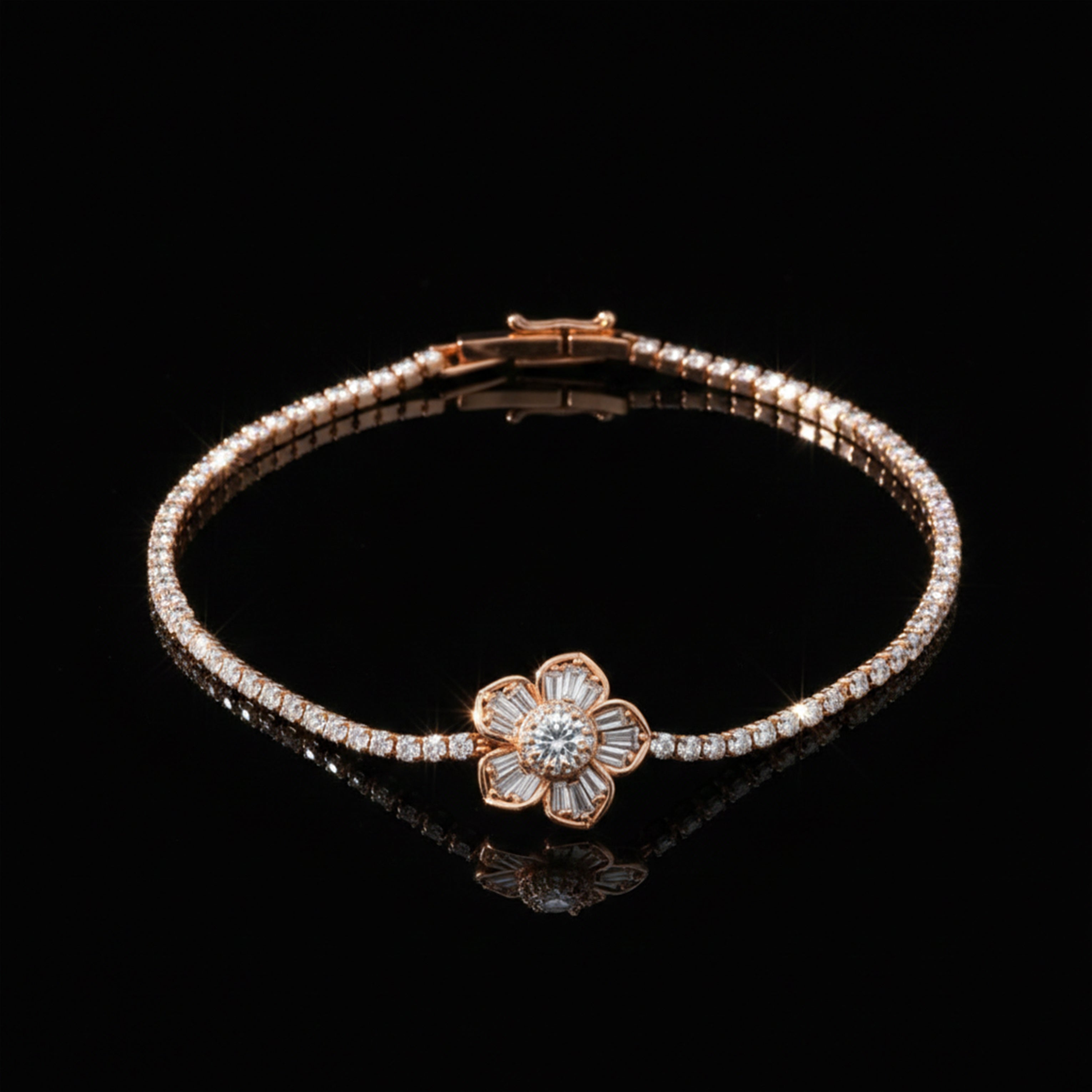 Rose Gold Radiant Blossom Tennis Bracelet GWB -96