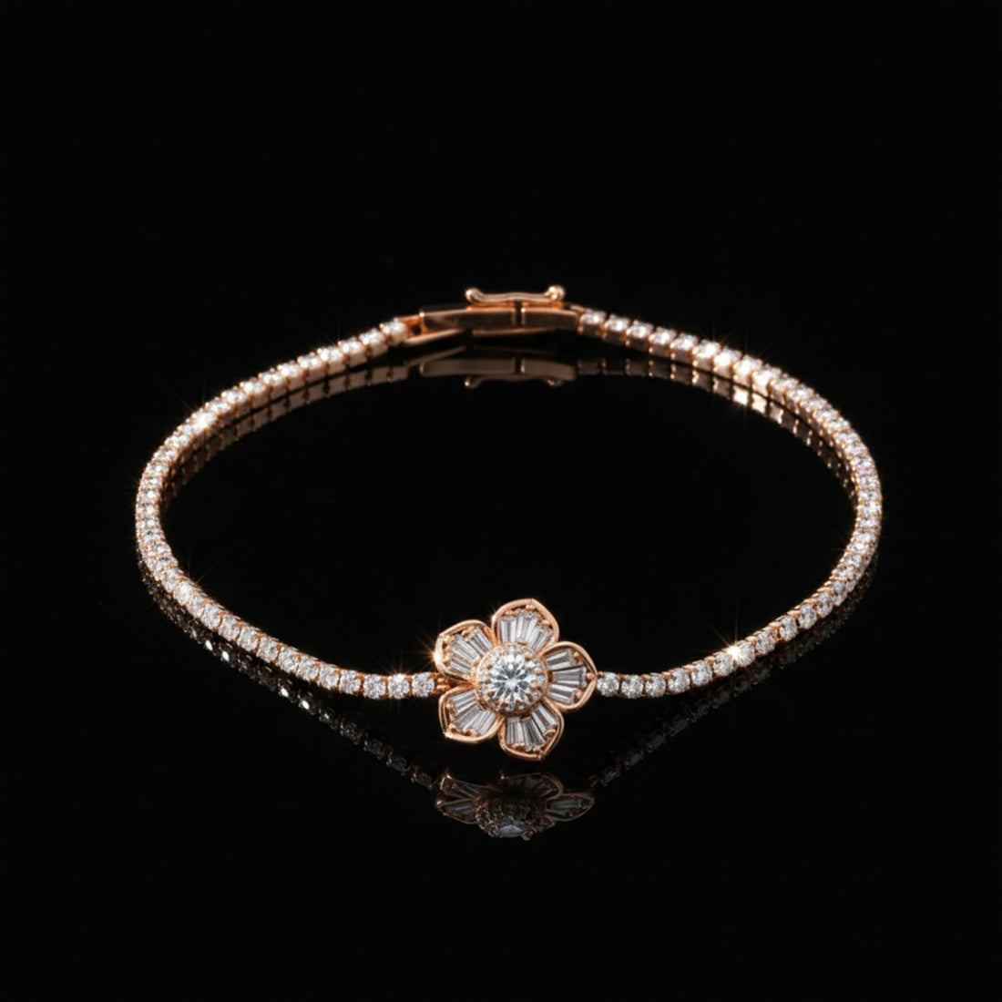 Rose Gold Radiant Blossom Tennis Bracelet GWB -96