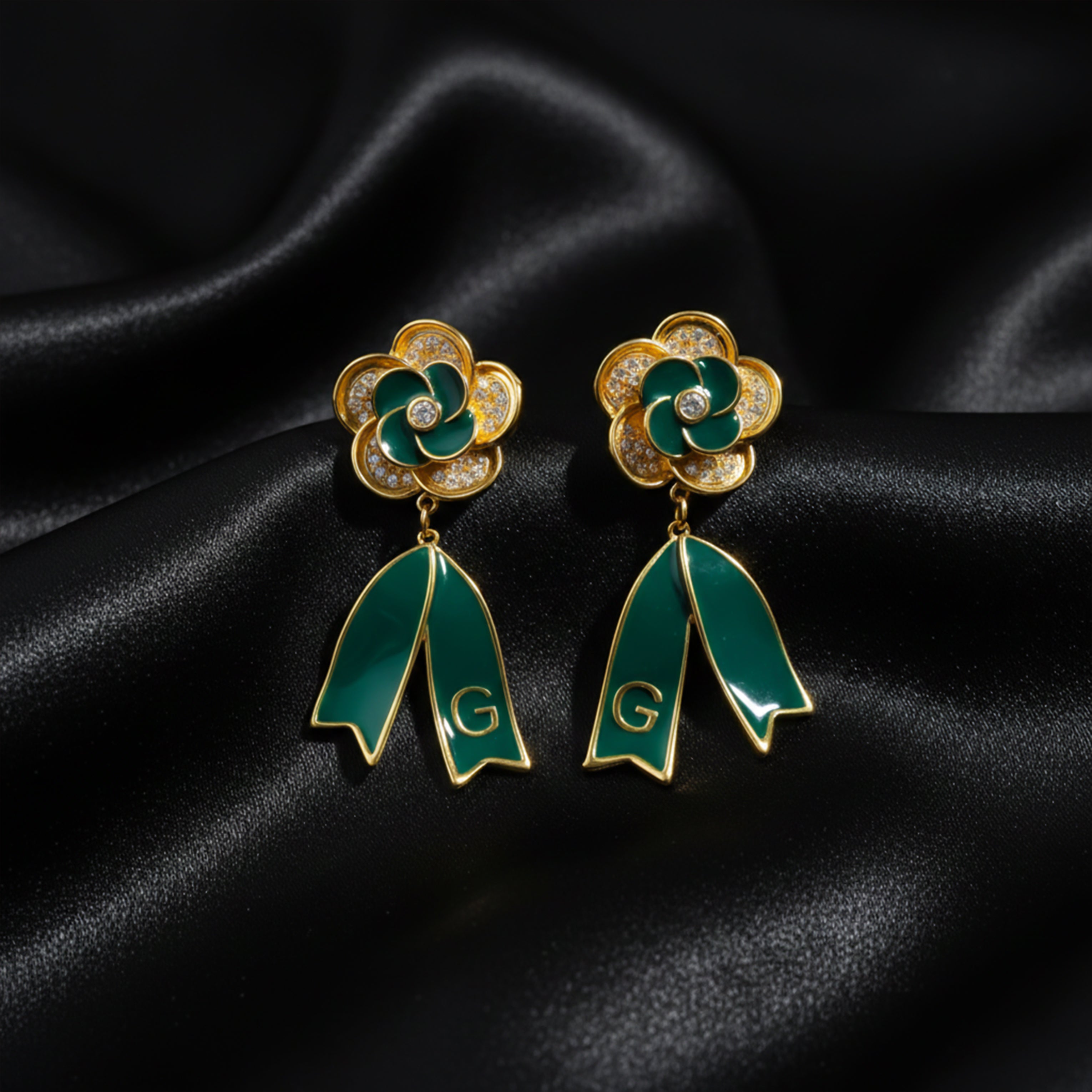 Crystal Ribbon Drop Earrings GWE -60