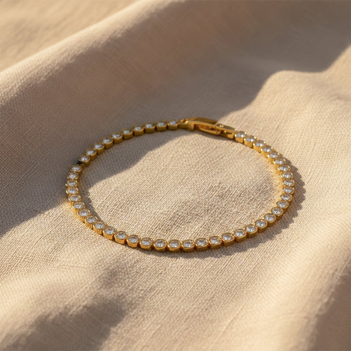 Classic Gold Bezel Tennis Bracelet GWB -38
