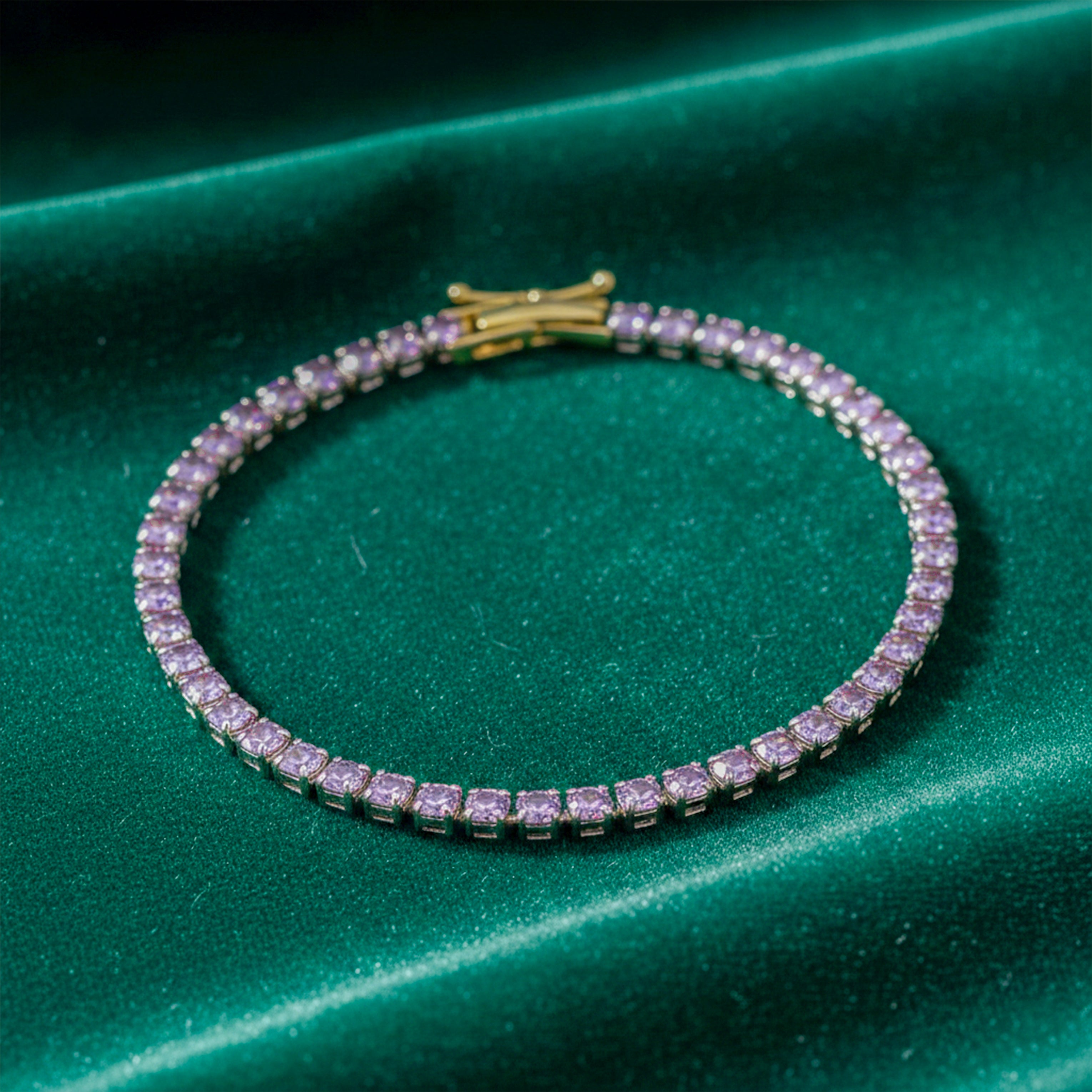 Crystal Gold Tennis Bracelet GWB -55