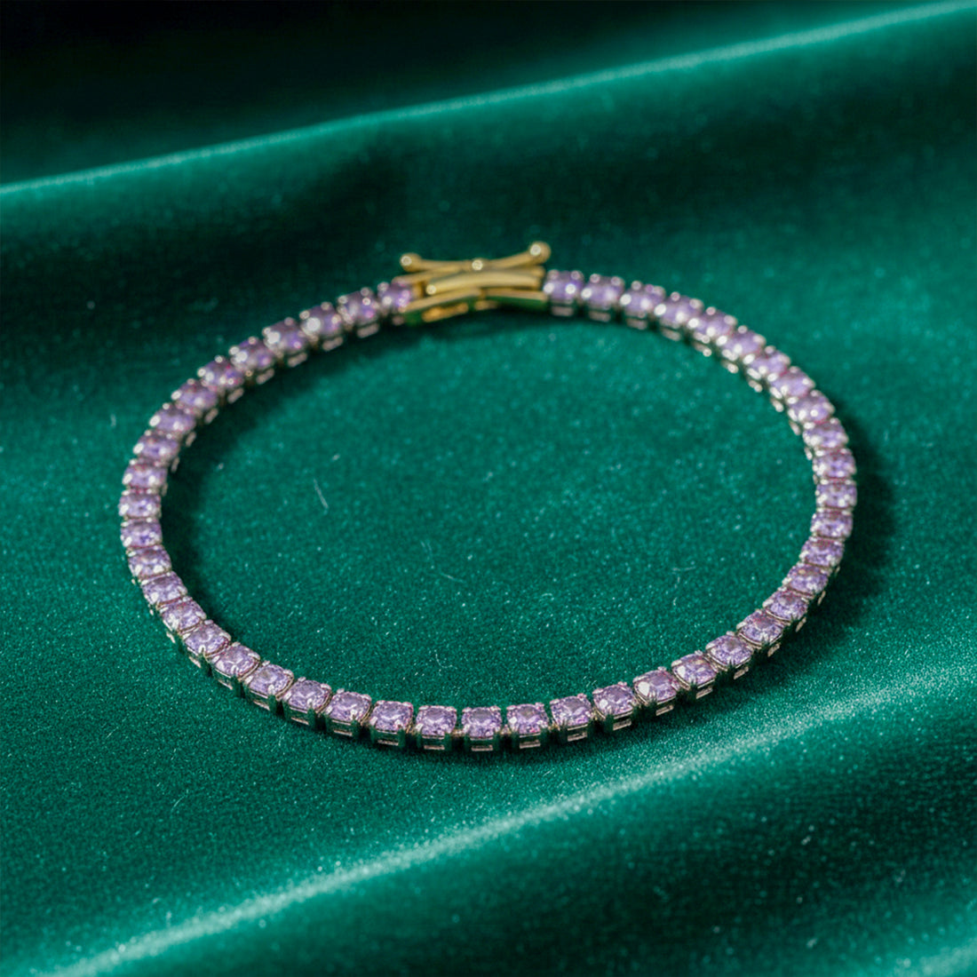Crystal Gold Tennis Bracelet GWB -55