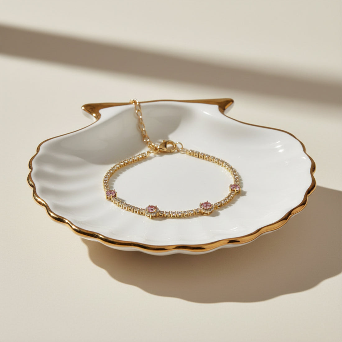 Blush Halo Crystal Tennis Bracelet GWB -105
