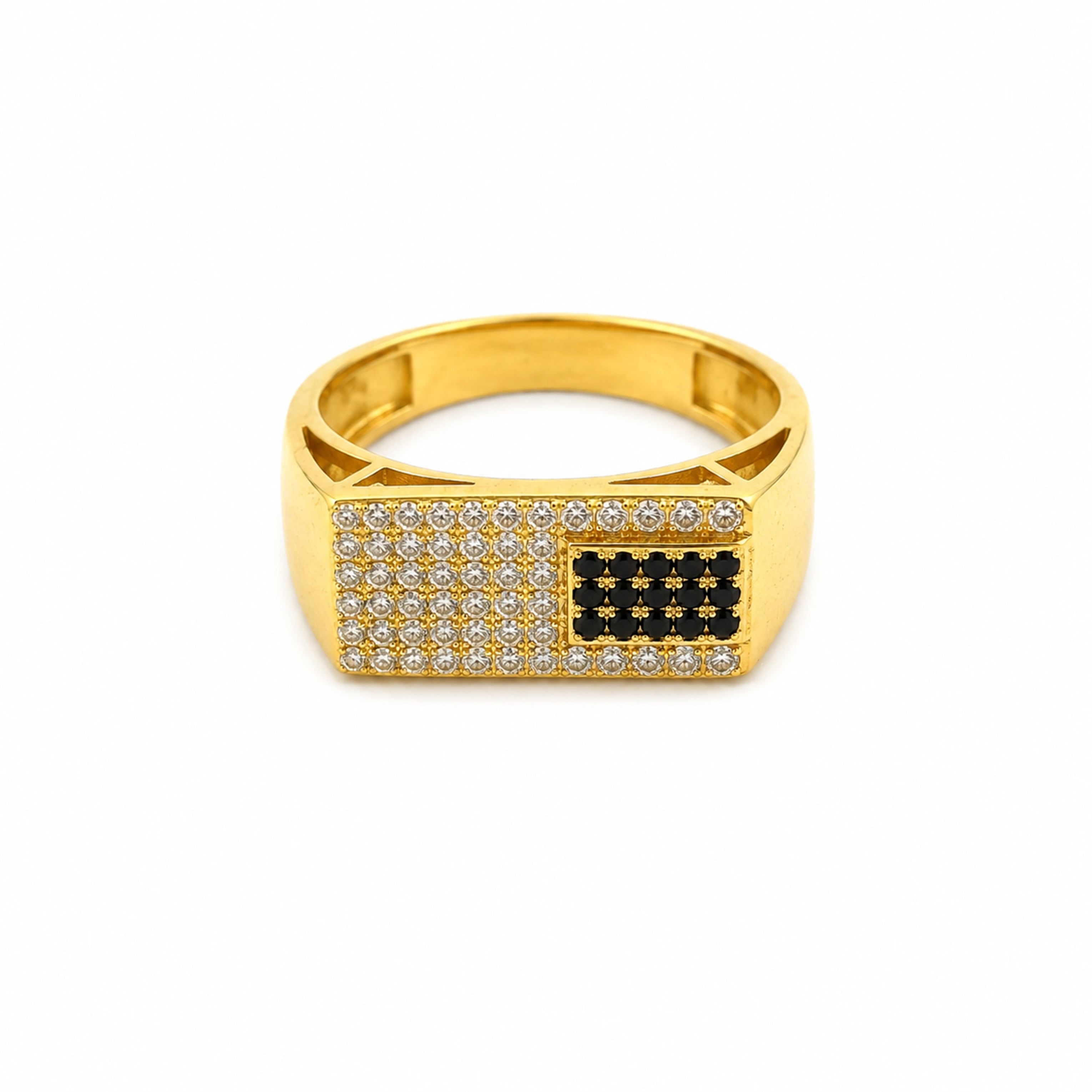 Black & Crystal Geometric Ring GMR -43