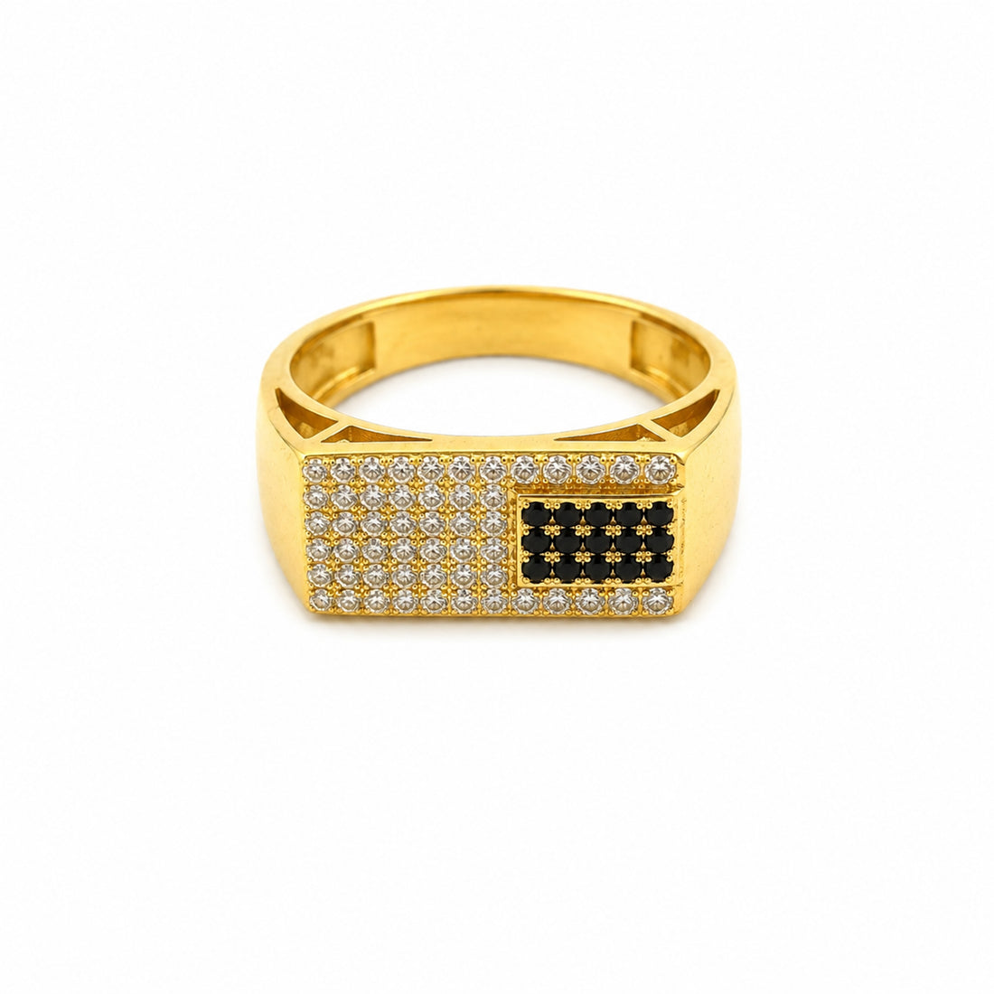 Black & Crystal Geometric Ring GMR -43