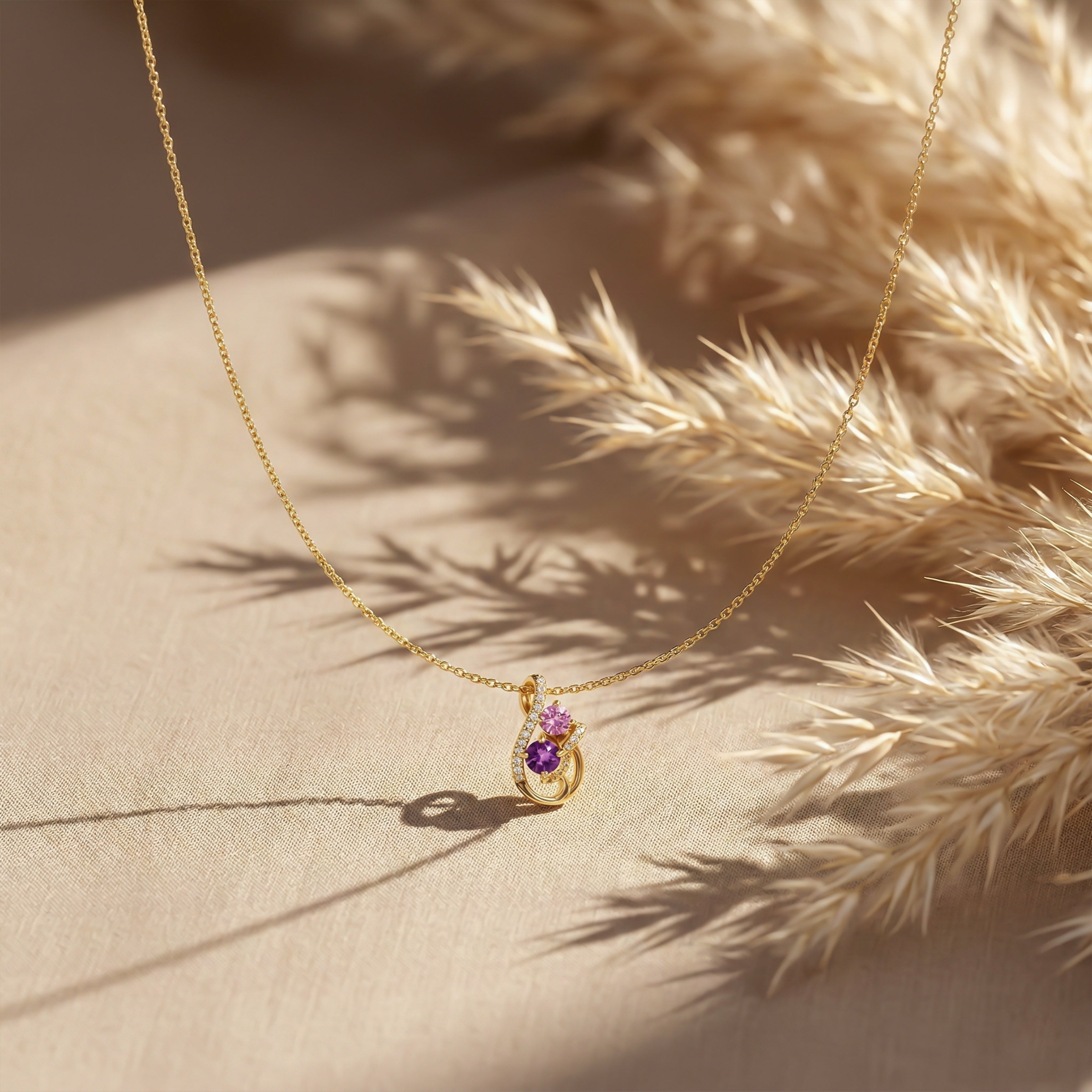 Pink Blossom Twist Pendant Necklace GWN -100