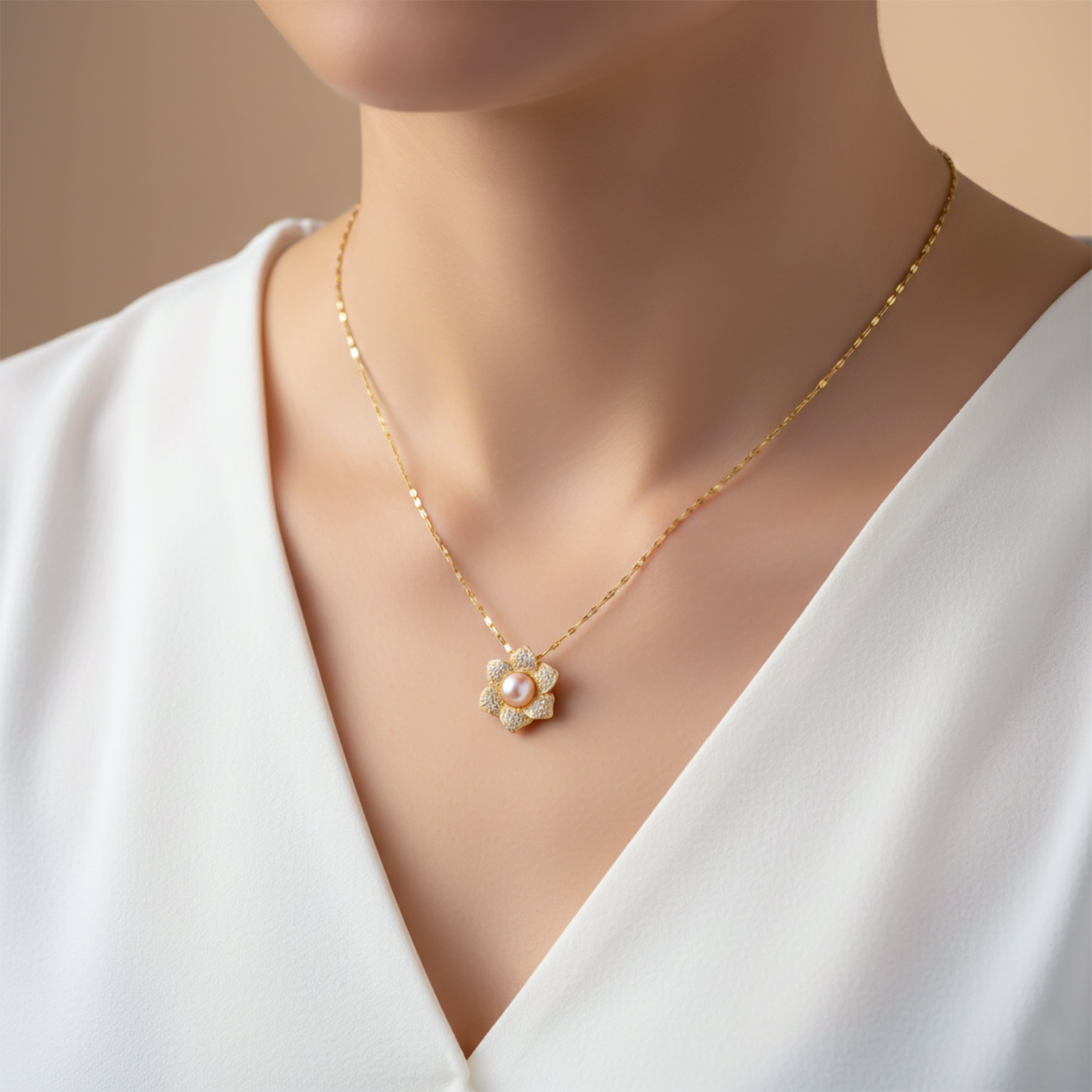 Crystal Flower Pearl Pendant GWN -41
