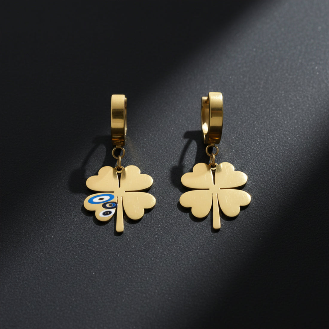 Clover Evil Eye Drop Hoop Earrings GWE -82