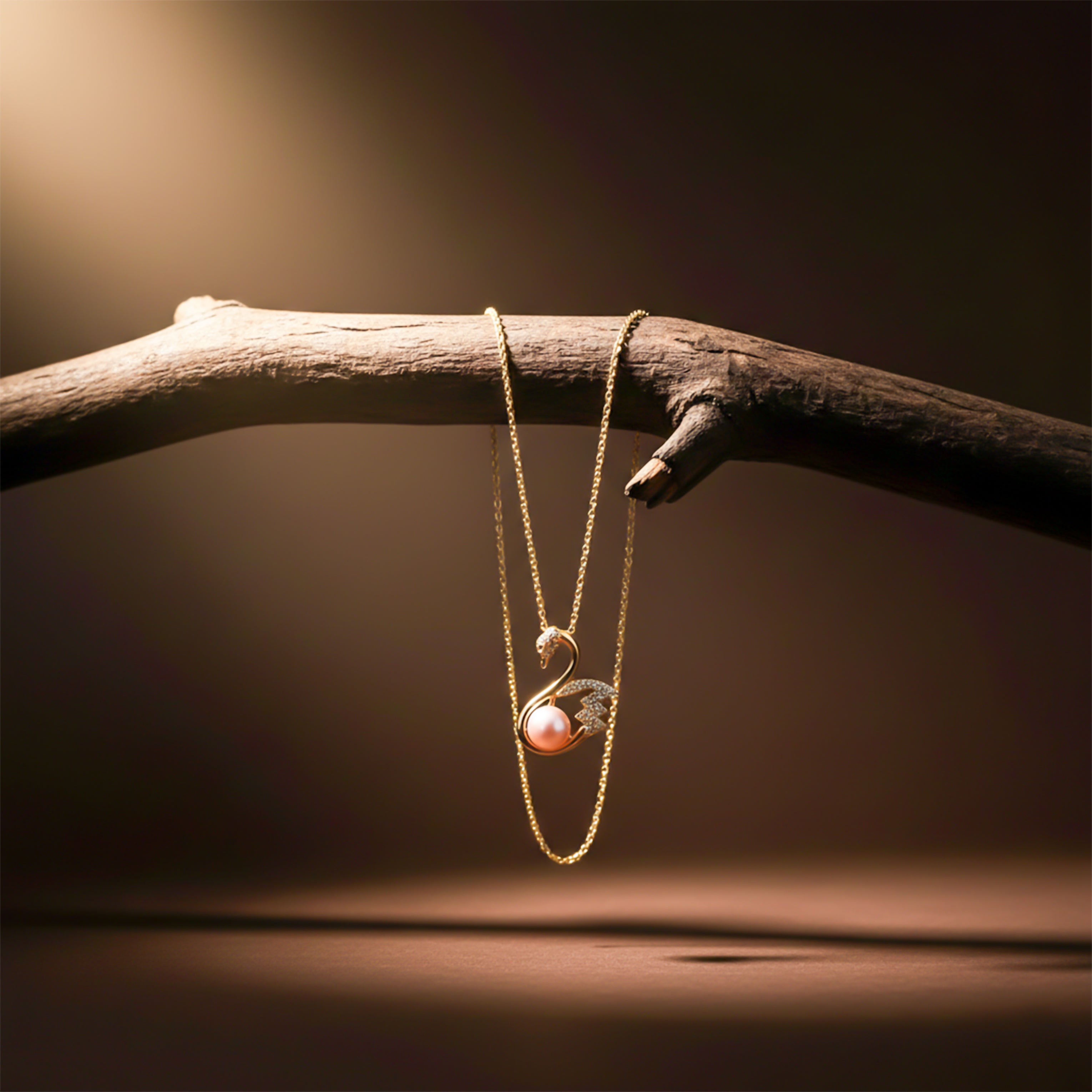 Gold Swan Crystal Necklace GWN -36