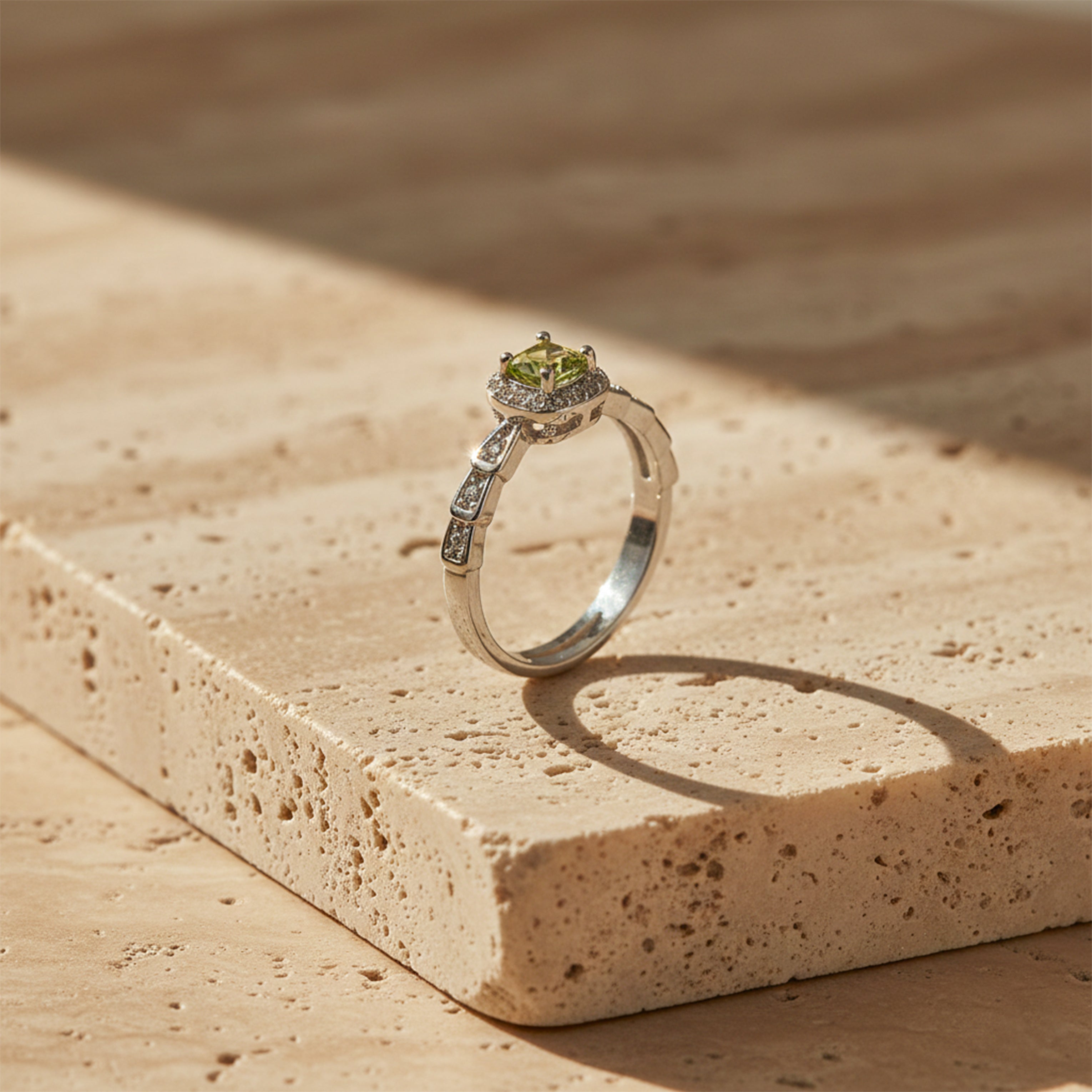 Lime Aura Halo Crystal Ring GWR -39