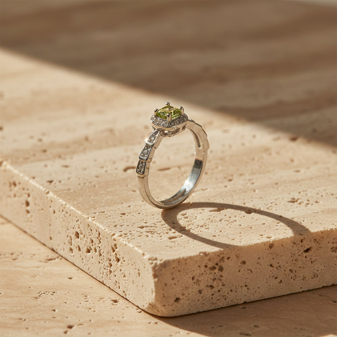 Lime Aura Halo Crystal Ring GWR -39