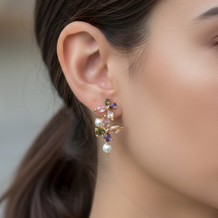 Pastel Bloom Pearl Earrings GWE -155