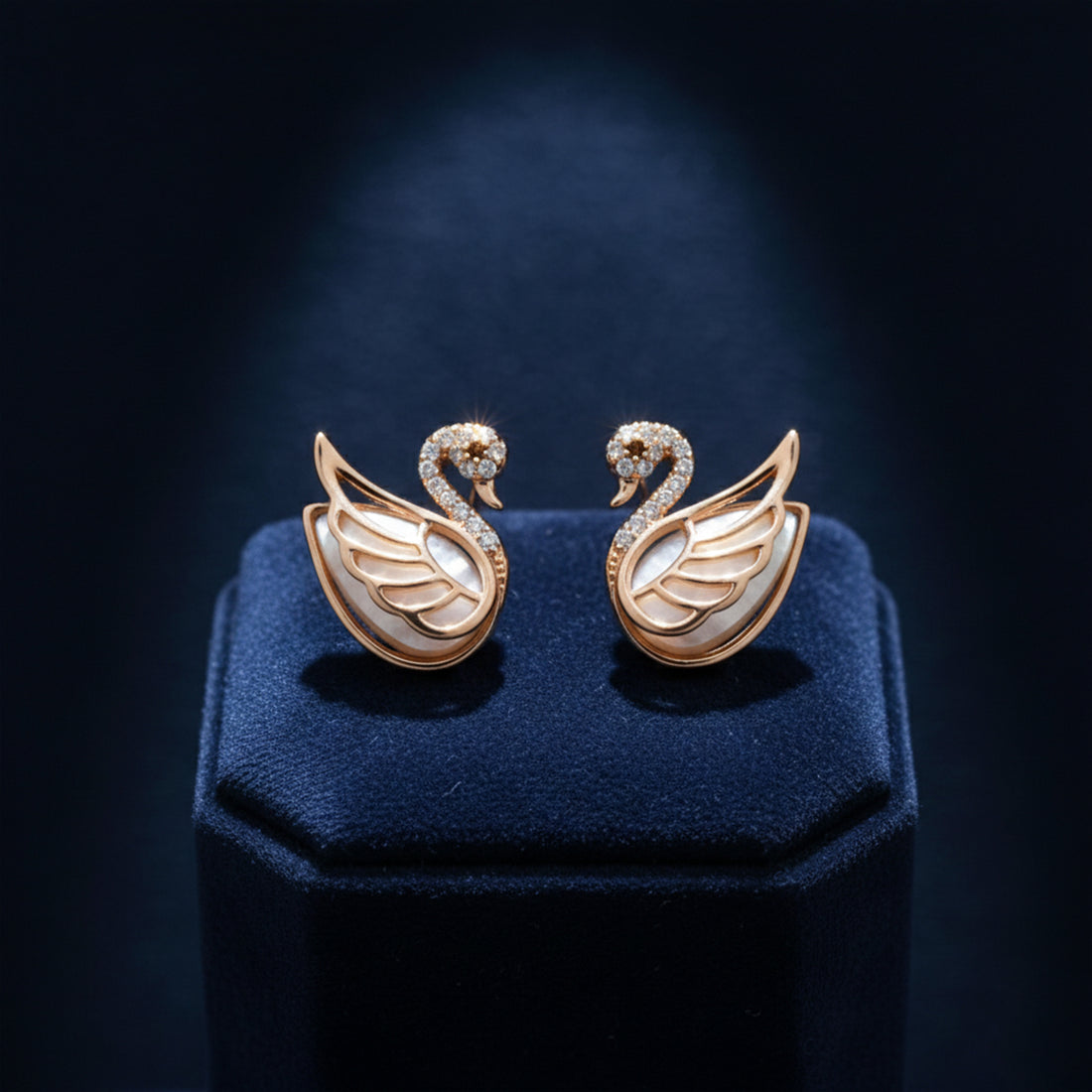 Aurora Swan Crystal Stud Earrings GWE -91