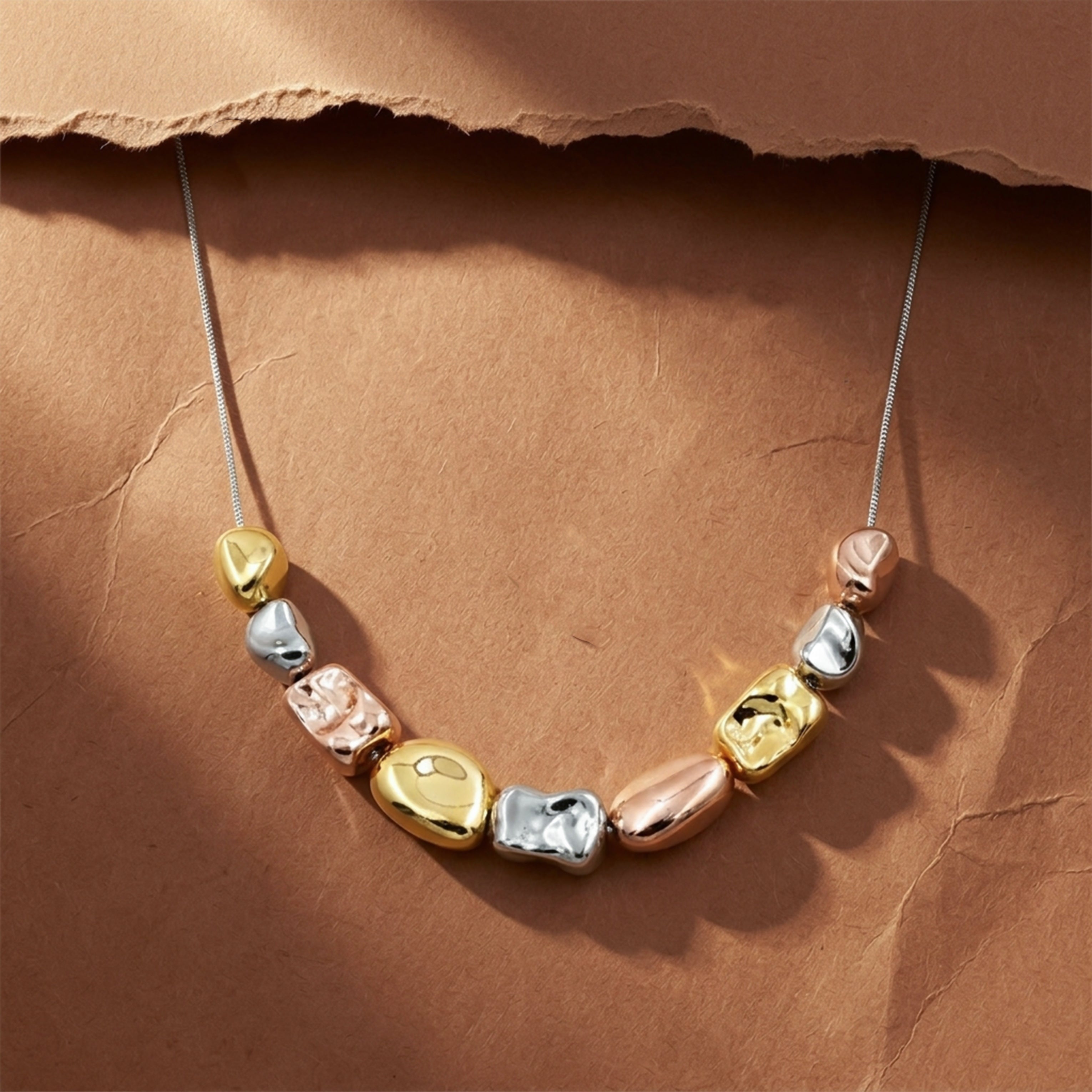 Gold, Silver & Rose Gold Charm Necklace GWN -65