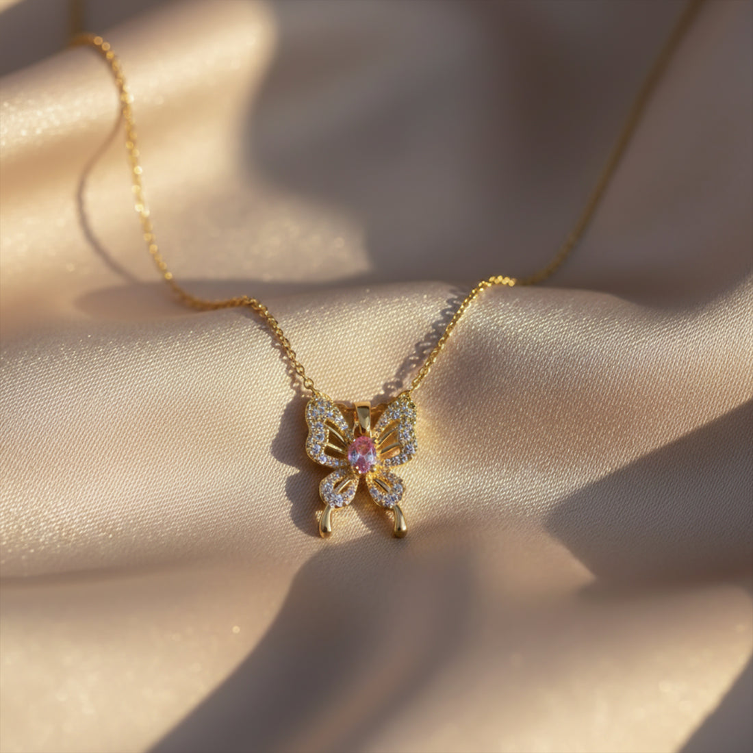 Gold Butterfly Charm Necklace GWN -87