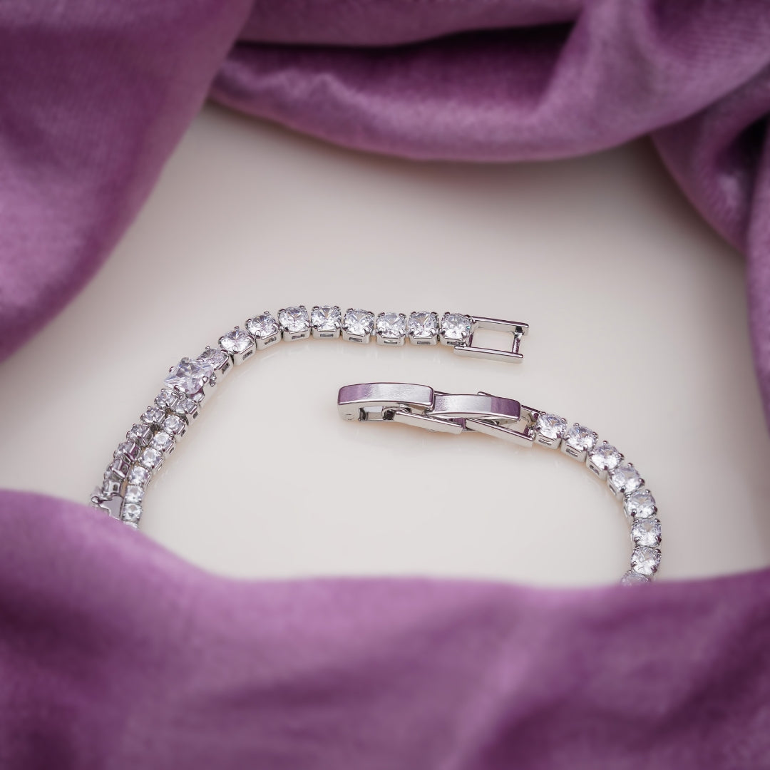 Adya Lux Silver Tennis Braclate