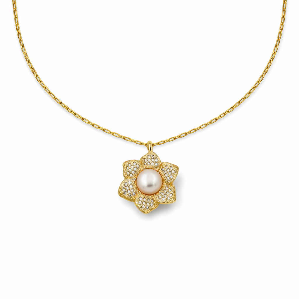 Crystal Flower Pearl Pendant GWN -40