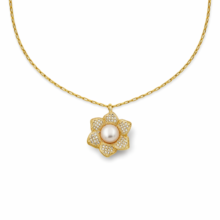 Crystal Flower Pearl Pendant GWN -40