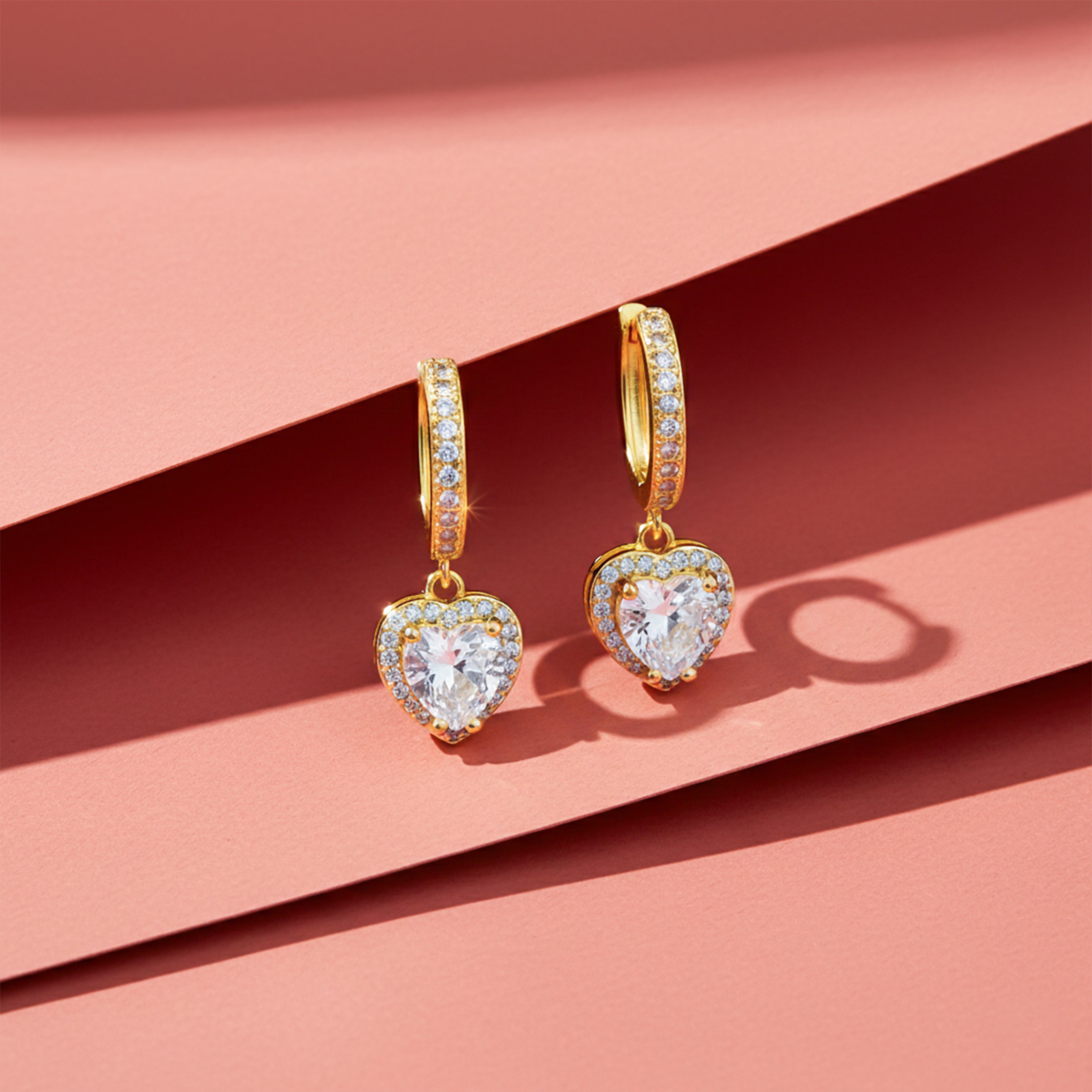 Celeste Heart Halo Drop Hoop Earrings GWE -76