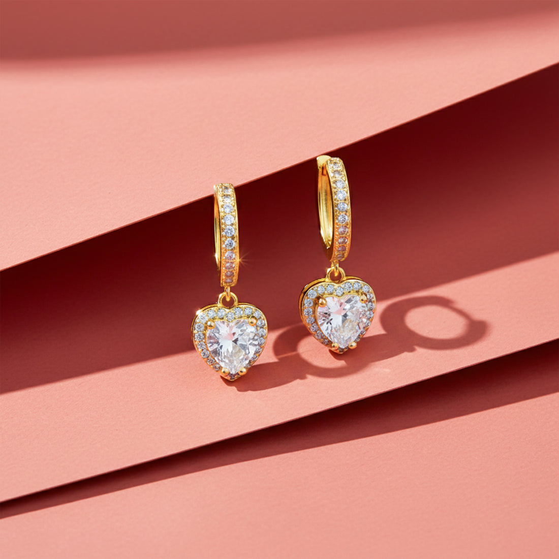Celeste Heart Halo Drop Hoop Earrings GWE -76