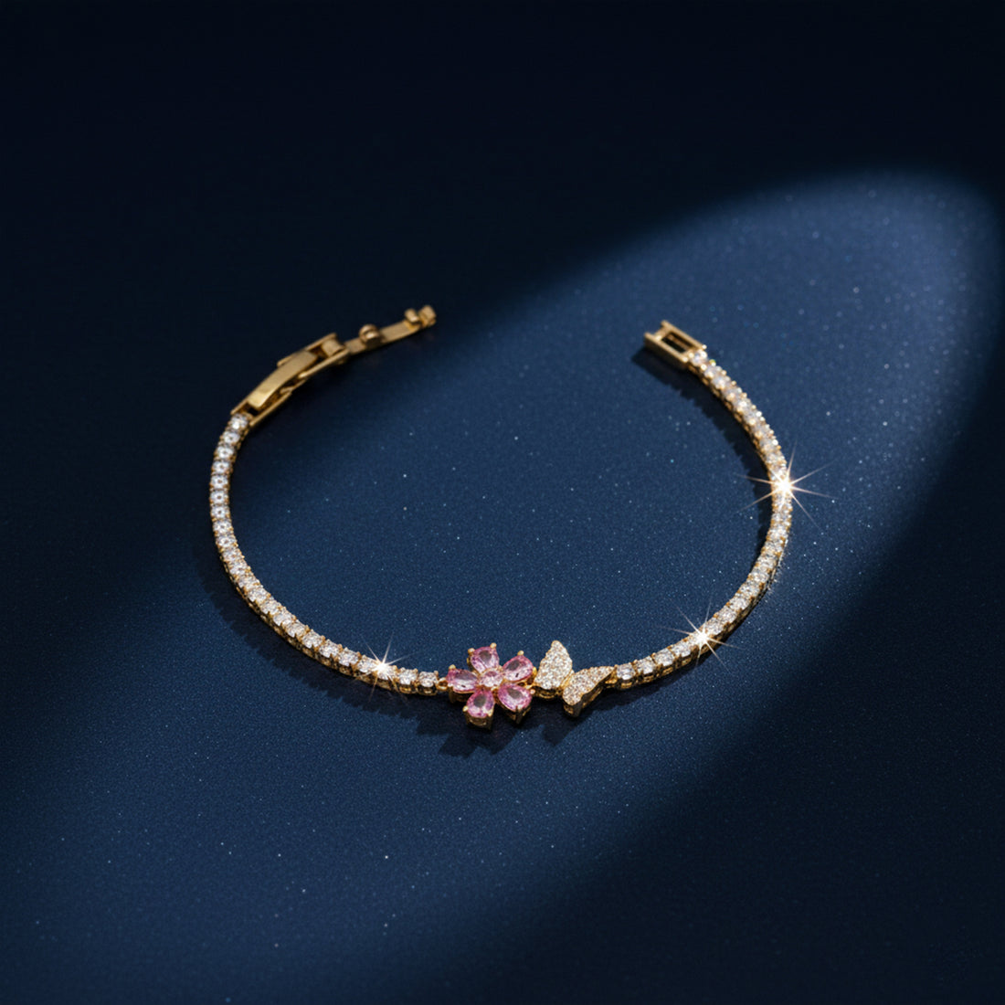 Golden Bloom Butterfly Tennis Bracelet GWB -93