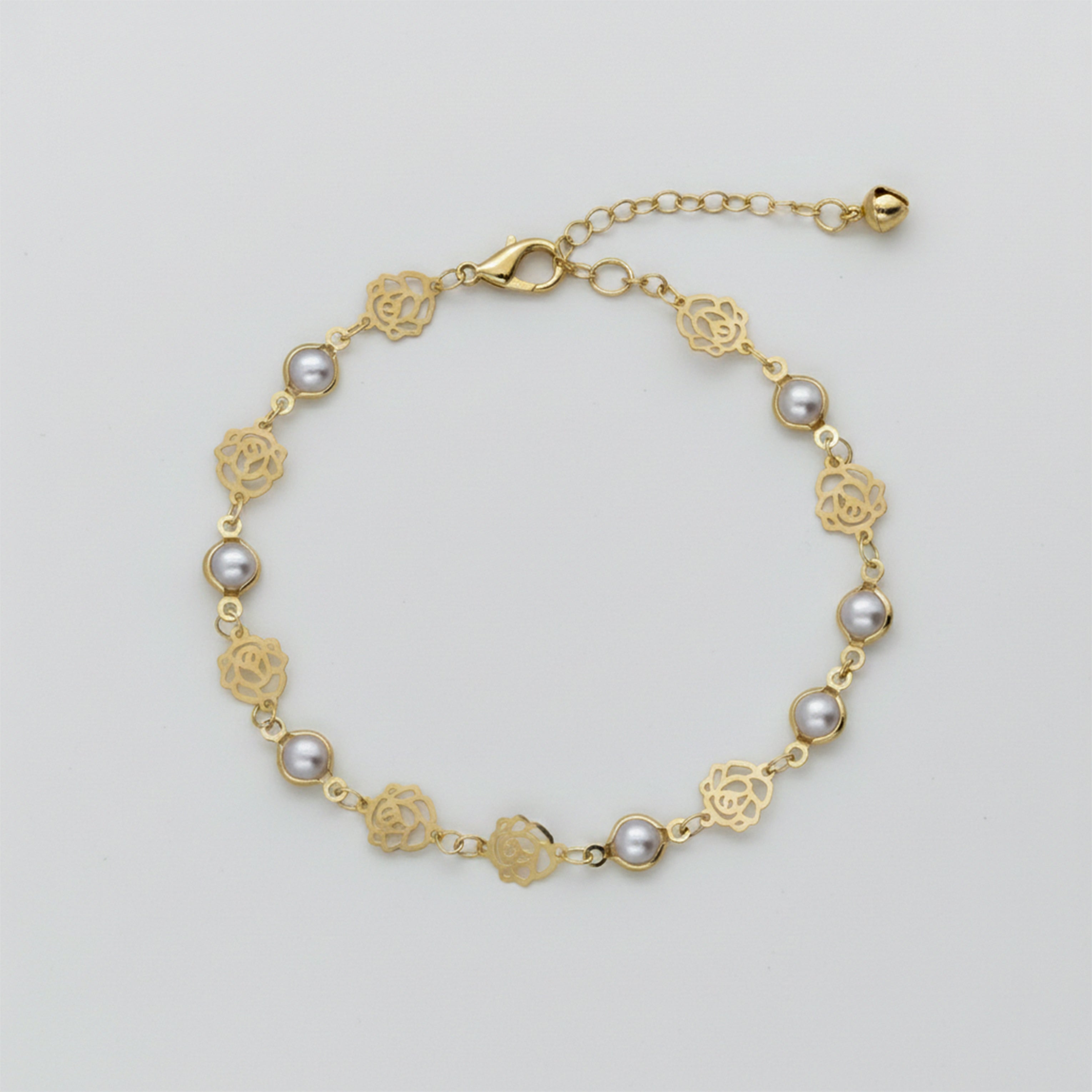 Golden Pearl Rose Anklet GWA -48