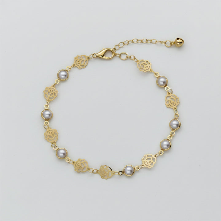 Golden Pearl Rose Anklet GWA -48