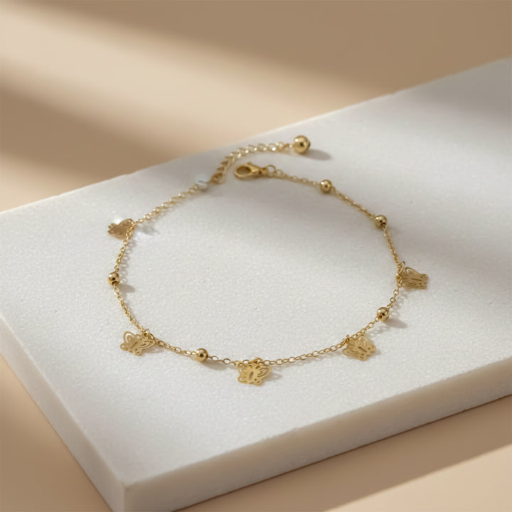 Golden Butterfly Charm Anklet GWA -49