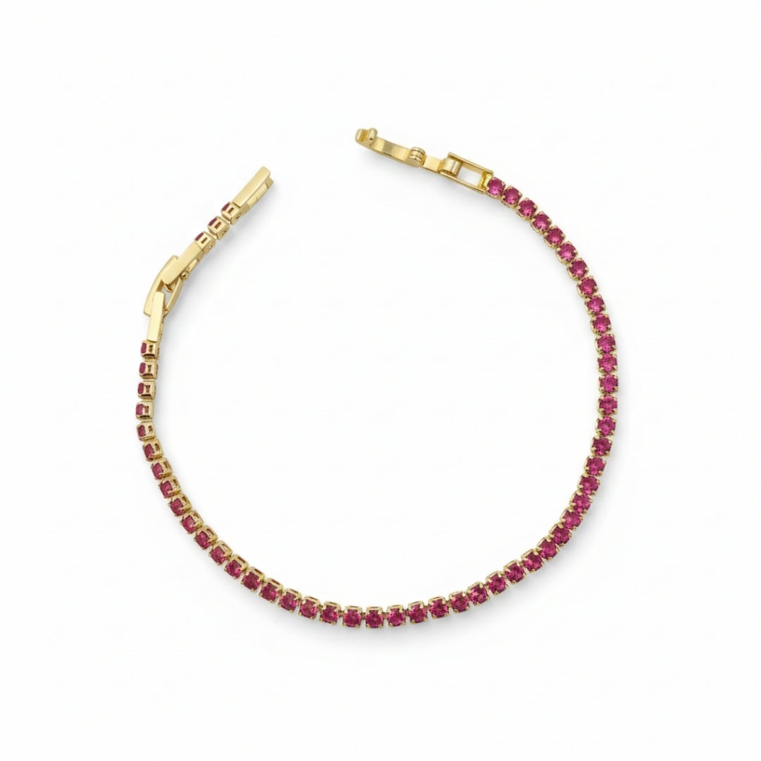 Pink Small Dimond Tennis Bracelet GWB -82
