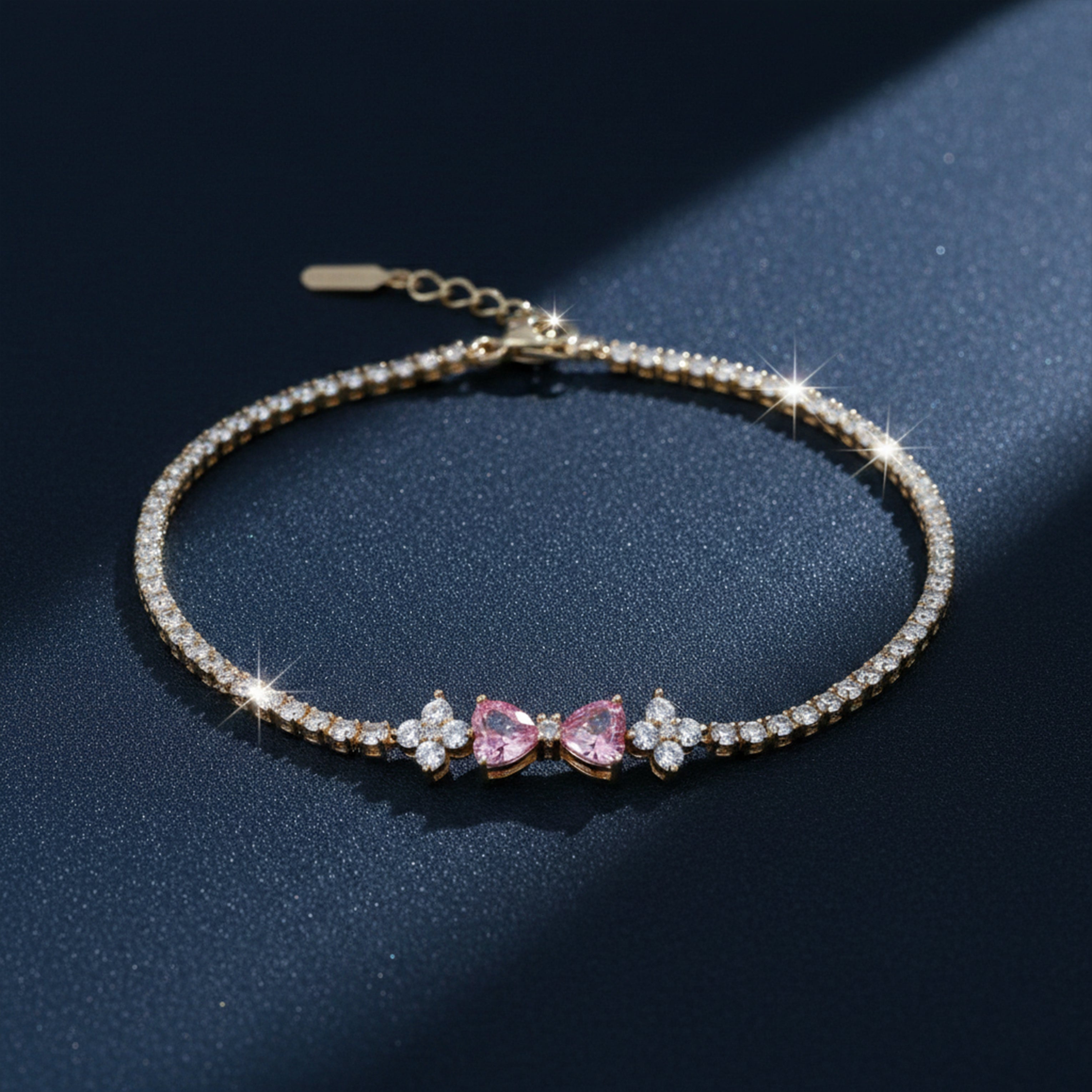 Golden Blush Bow Crystal Bracelet GWB -95