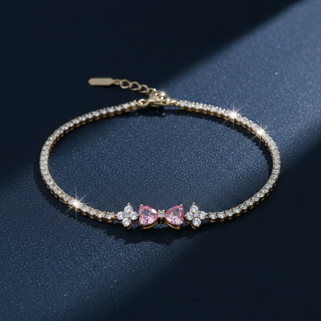 Golden Blush Bow Crystal Bracelet GWB -95
