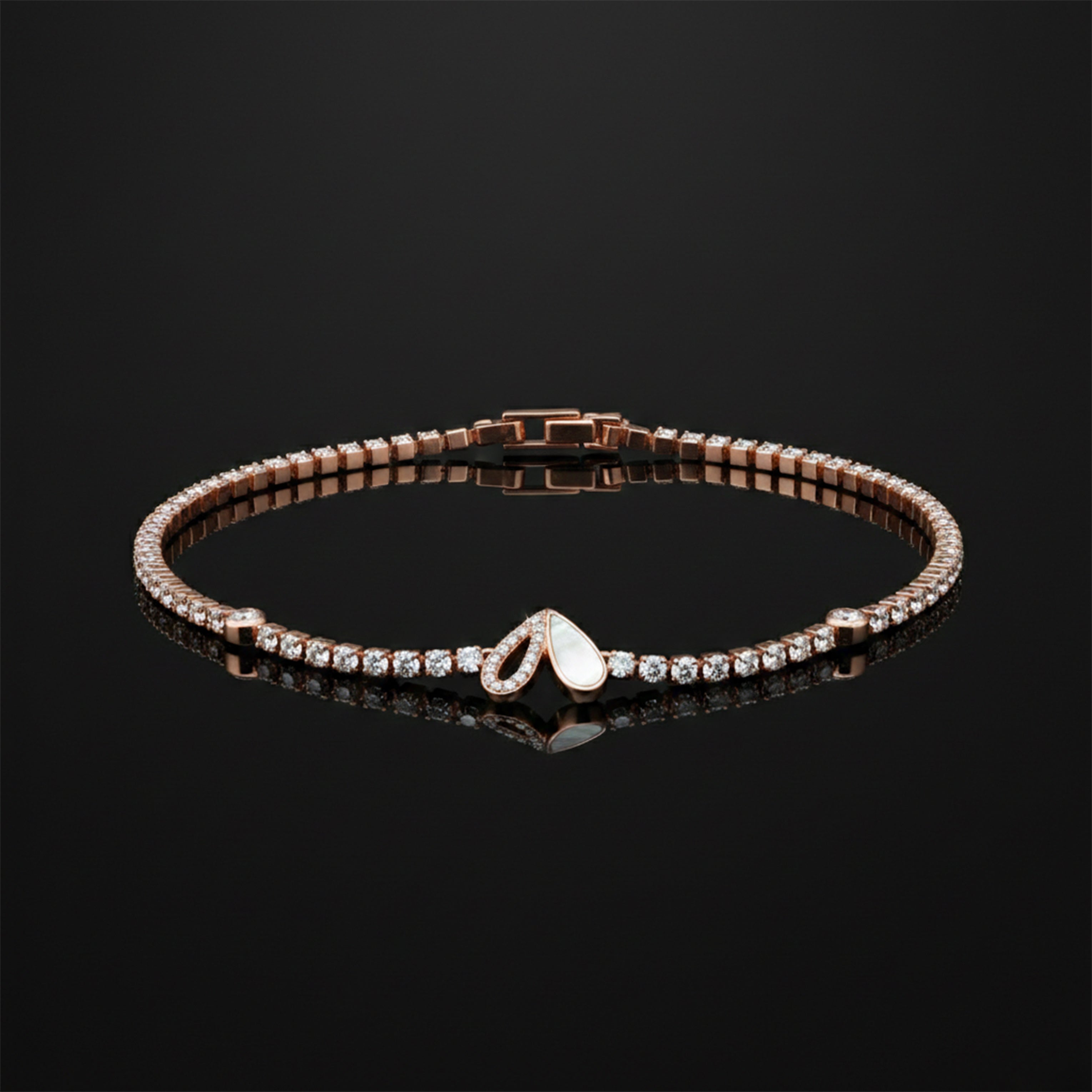 Rose Gold Petal Glow Tennis Bracelet GWB -97