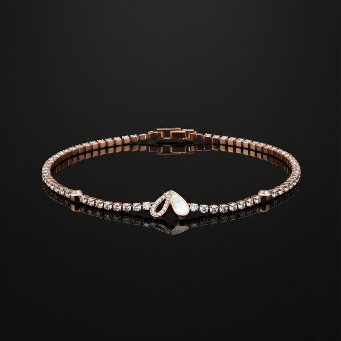 Rose Gold Petal Glow Tennis Bracelet GWB -97
