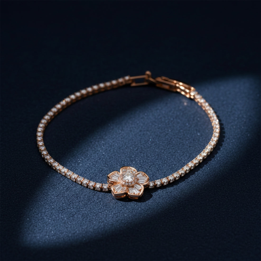 Rose Gold Radiant Blossom Tennis Bracelet GWB -96