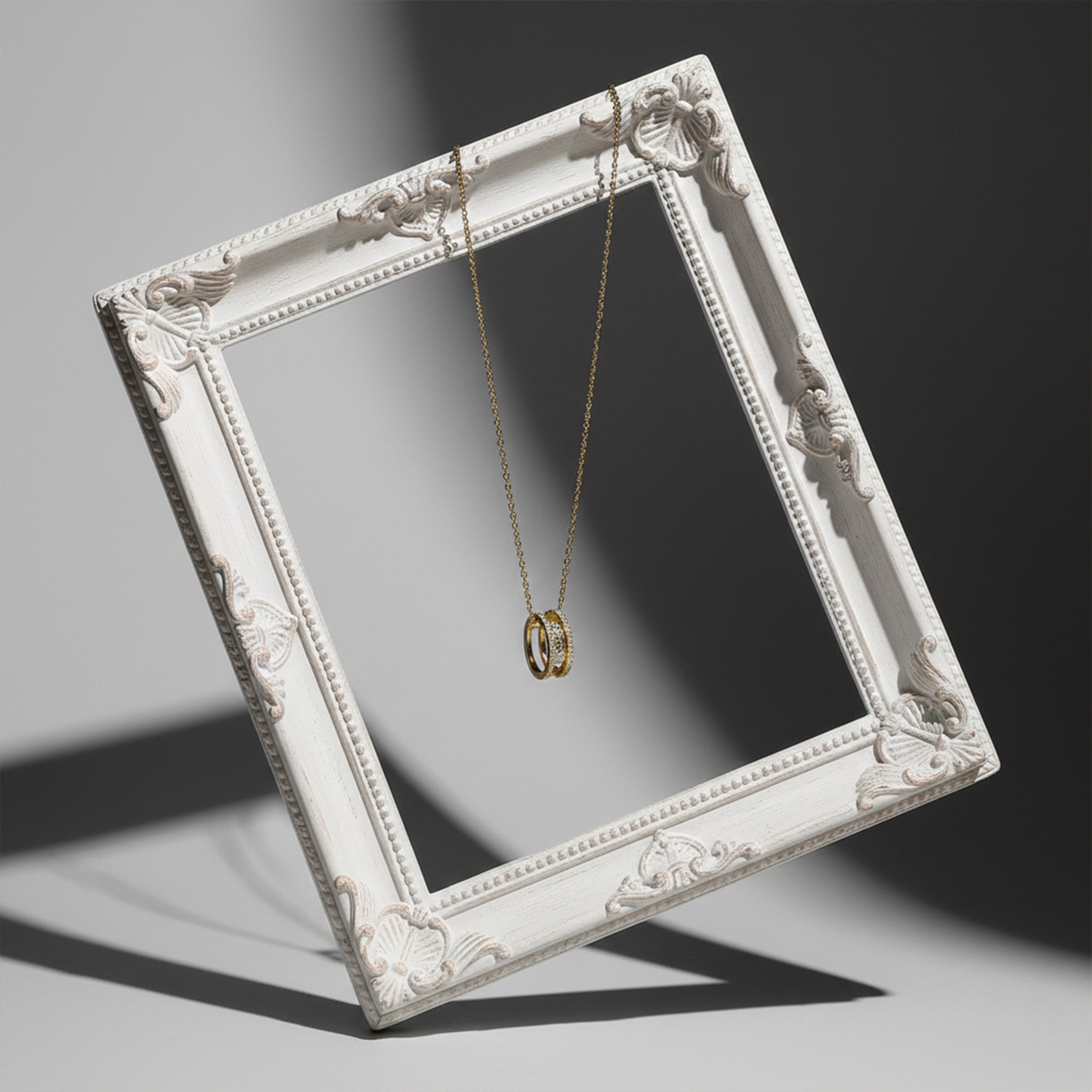 Gold Triple Stone Charm Necklace GWN -47