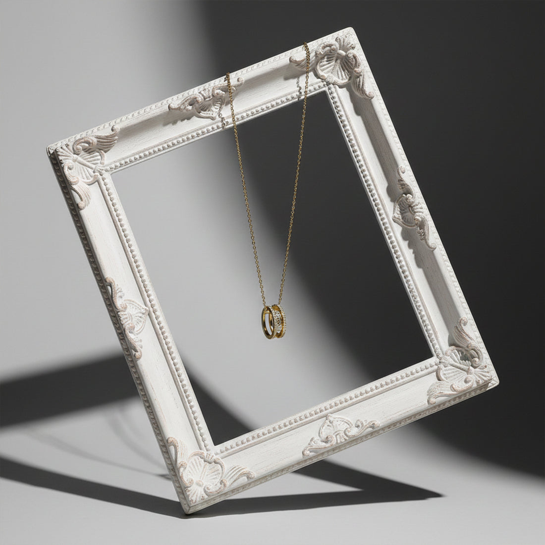 Gold Triple Stone Charm Necklace GWN -47