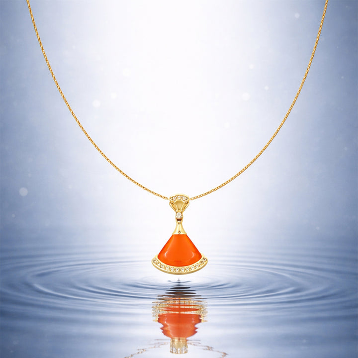 Sunset Fan Pendant Necklace GWN -159