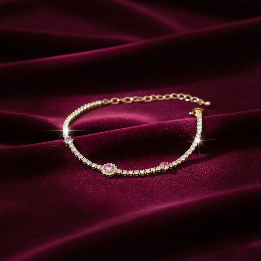 Blush Halo Crystal Tennis Bracelet GWB -105